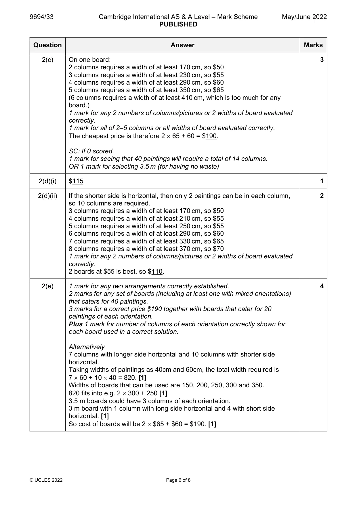 Mark scheme, page 6 of 8