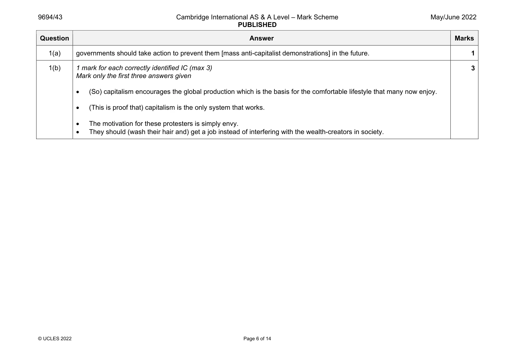 Mark scheme, page 6 of 14