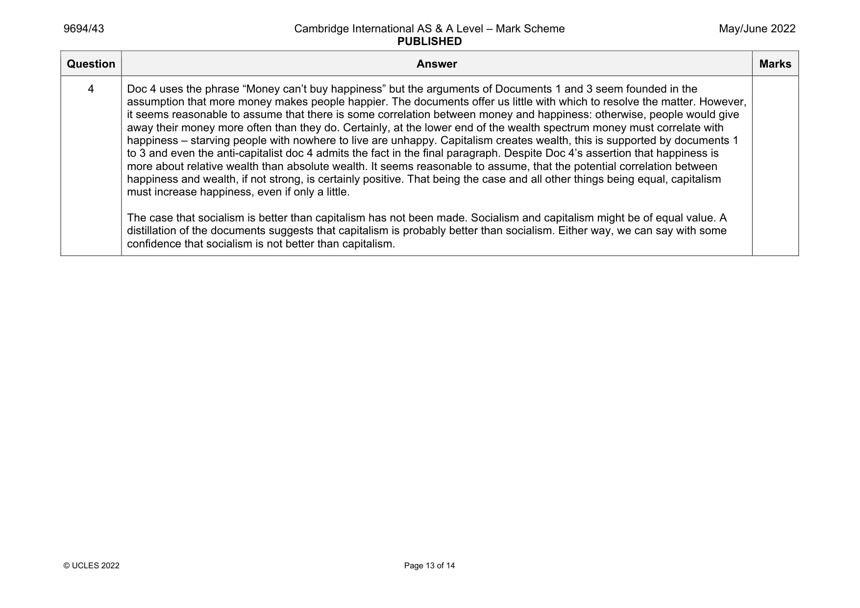Mark scheme, page 13 of 14