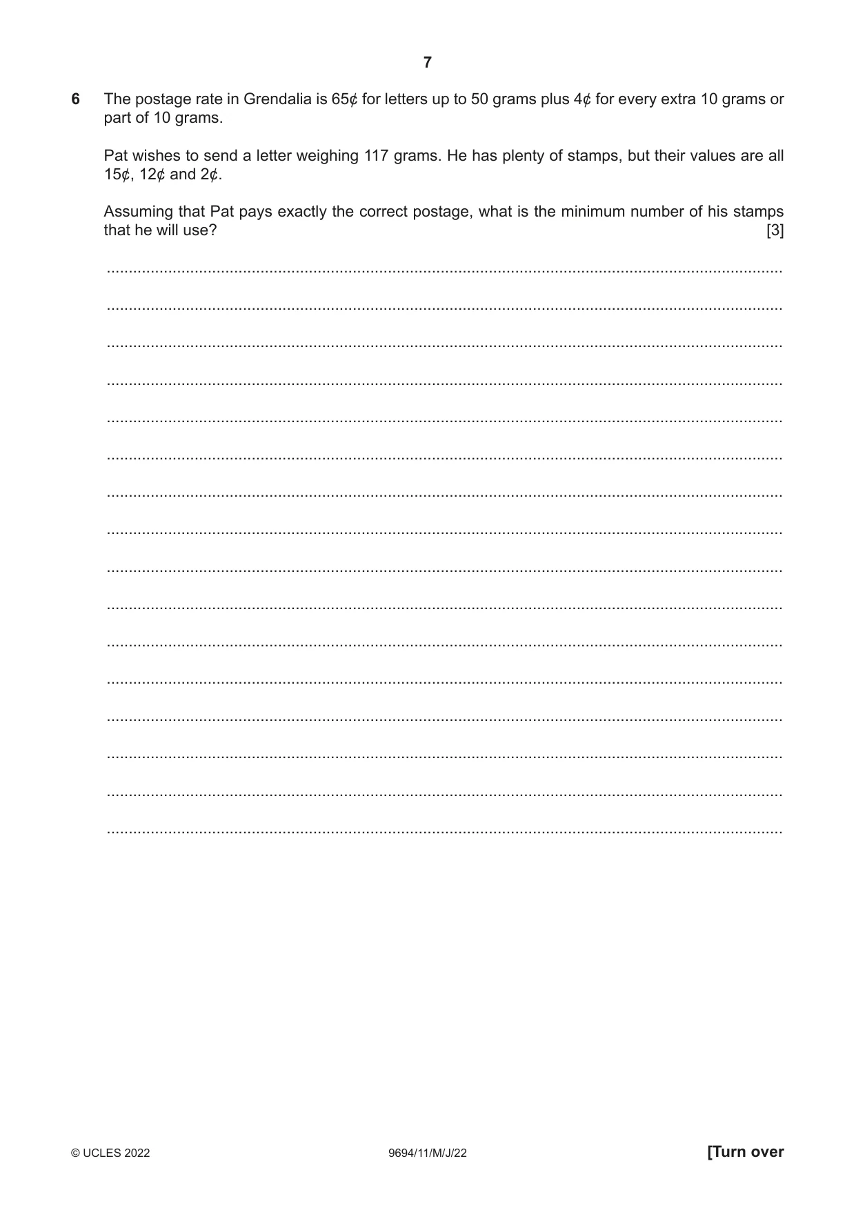 Cambridge A Level Thinking Skills 9694 2022 May/June Paper 1 · Variant 1 question paper, page 7 of 16