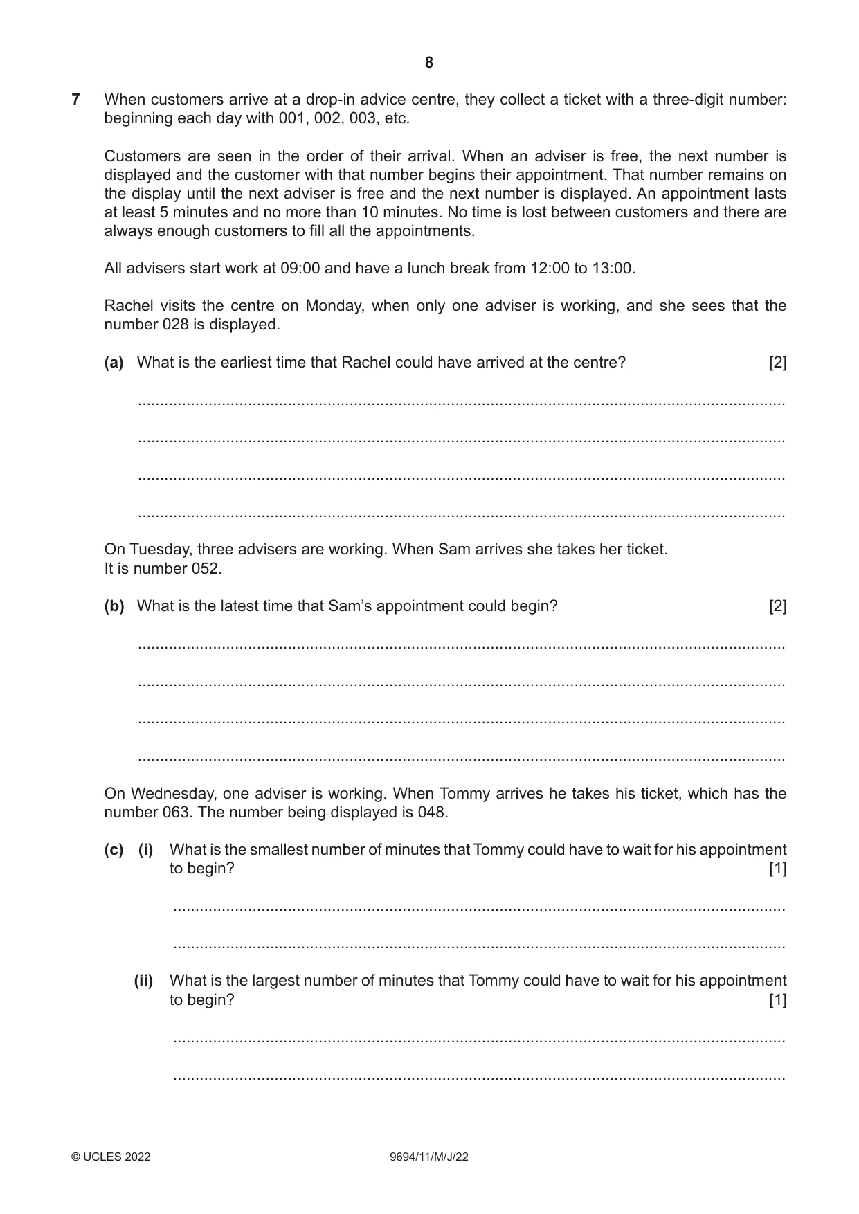 Cambridge A Level Thinking Skills 9694 2022 May/June Paper 1 · Variant 1 question paper, page 8 of 16