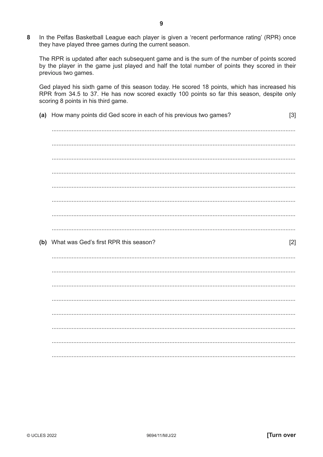 Cambridge A Level Thinking Skills 9694 2022 May/June Paper 1 · Variant 1 question paper, page 9 of 16