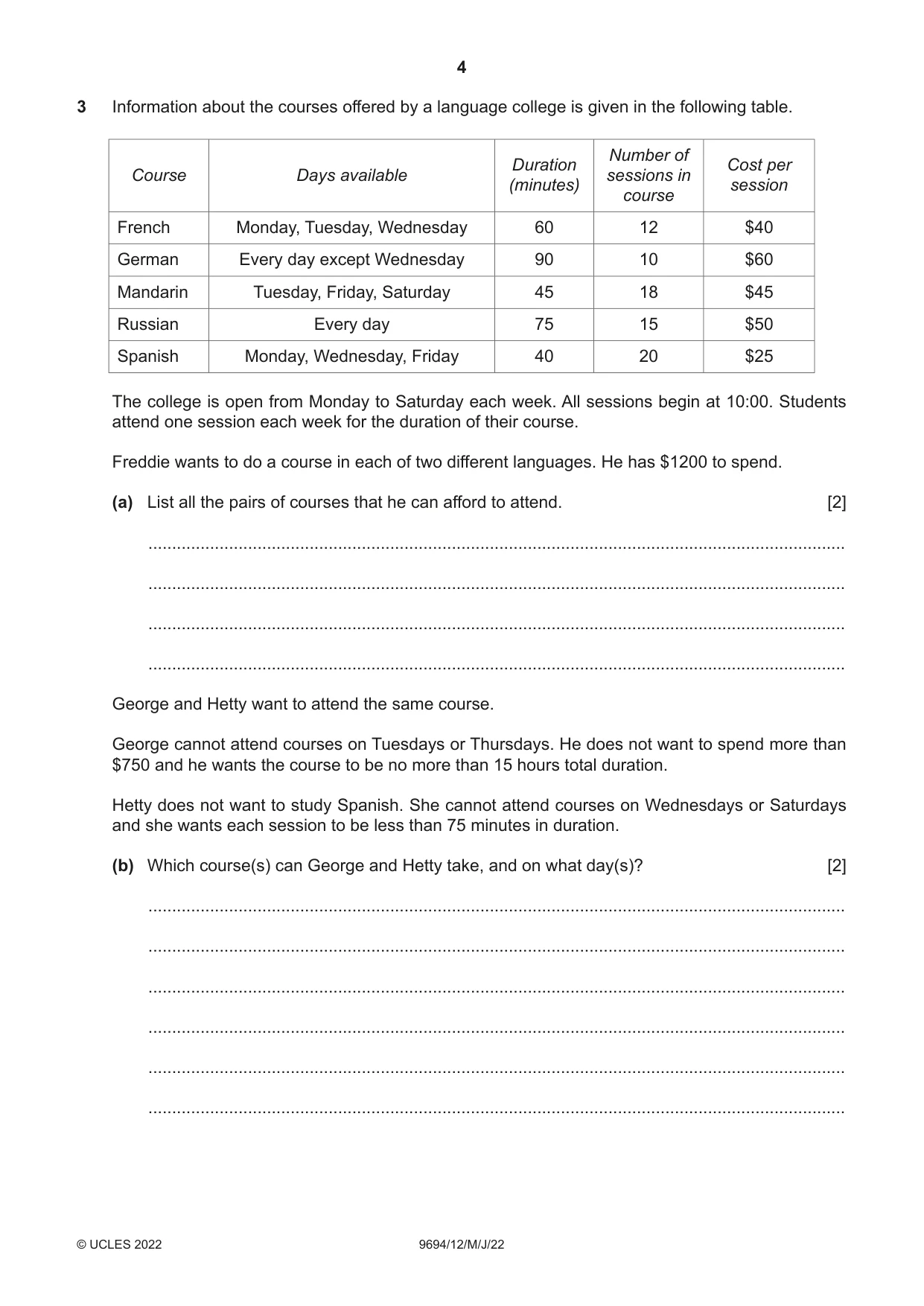 Cambridge A Level Thinking Skills 9694 2022 May/June Paper 1 · Variant 2 question paper, page 4 of 16