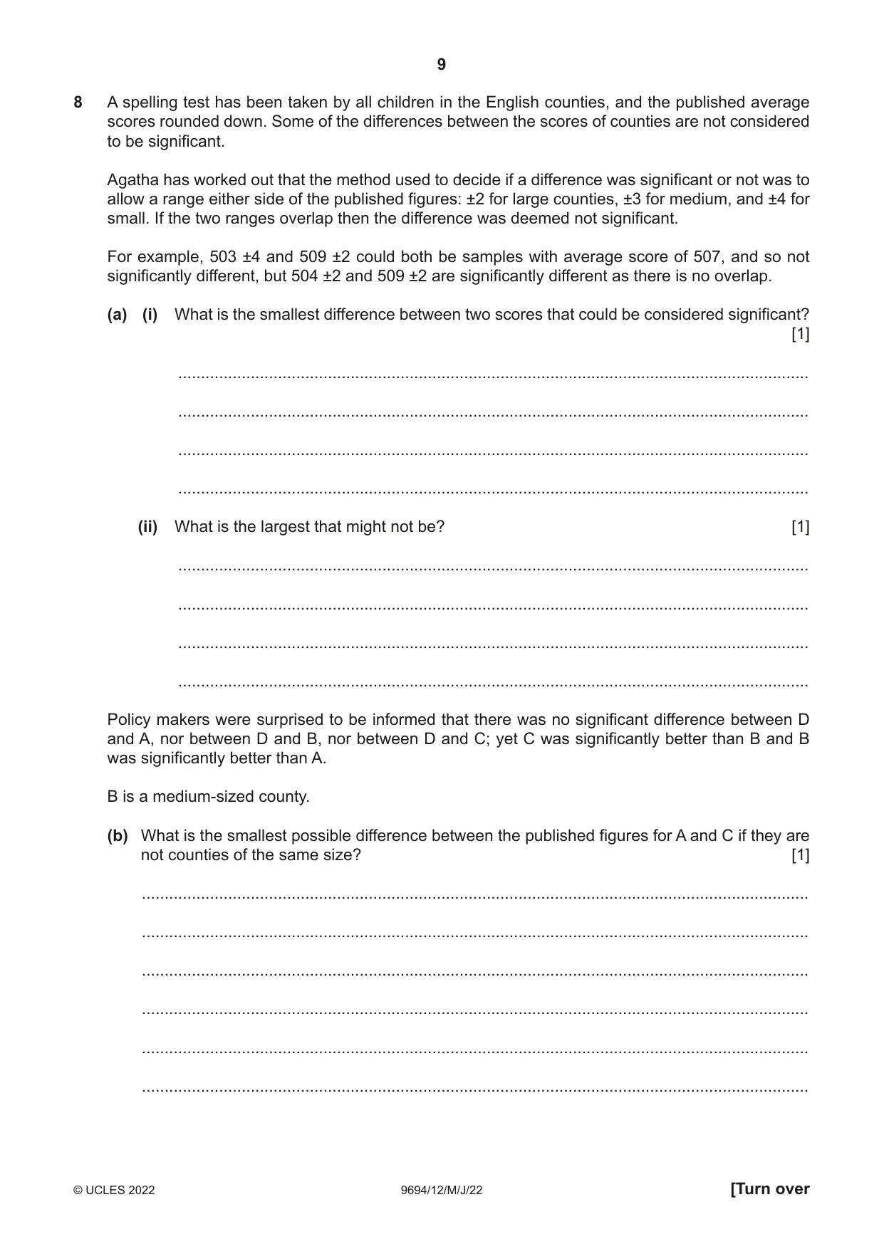 Cambridge A Level Thinking Skills 9694 2022 May/June Paper 1 · Variant 2 question paper, page 9 of 16