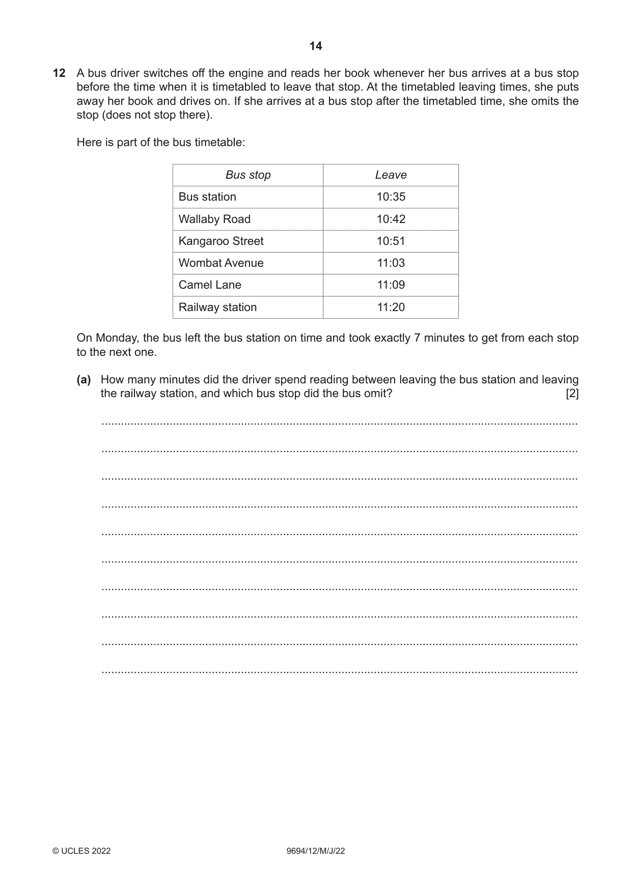 Cambridge A Level Thinking Skills 9694 2022 May/June Paper 1 · Variant 2 question paper, page 14 of 16