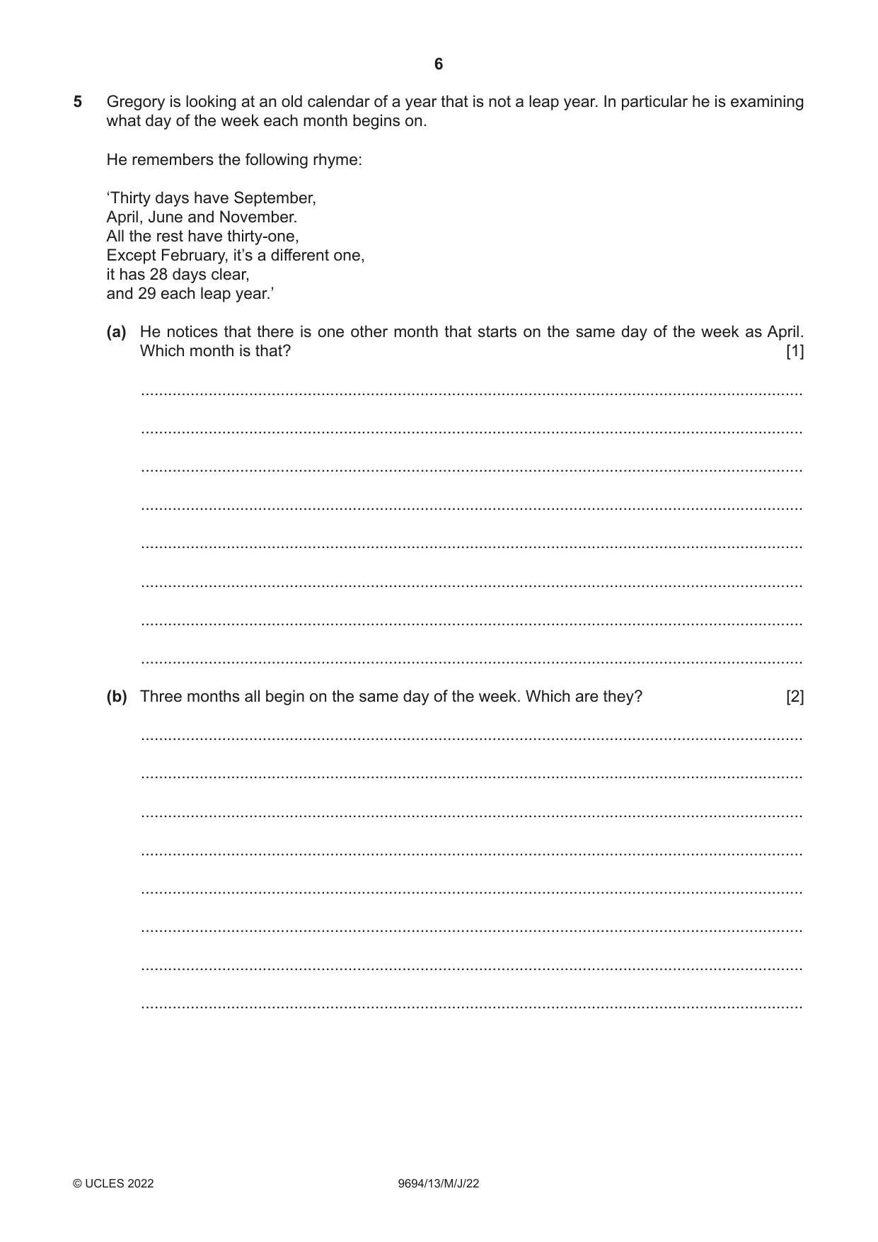 Cambridge A Level Thinking Skills 9694 2022 May/June Paper 1 · Variant 3 question paper, page 6 of 16