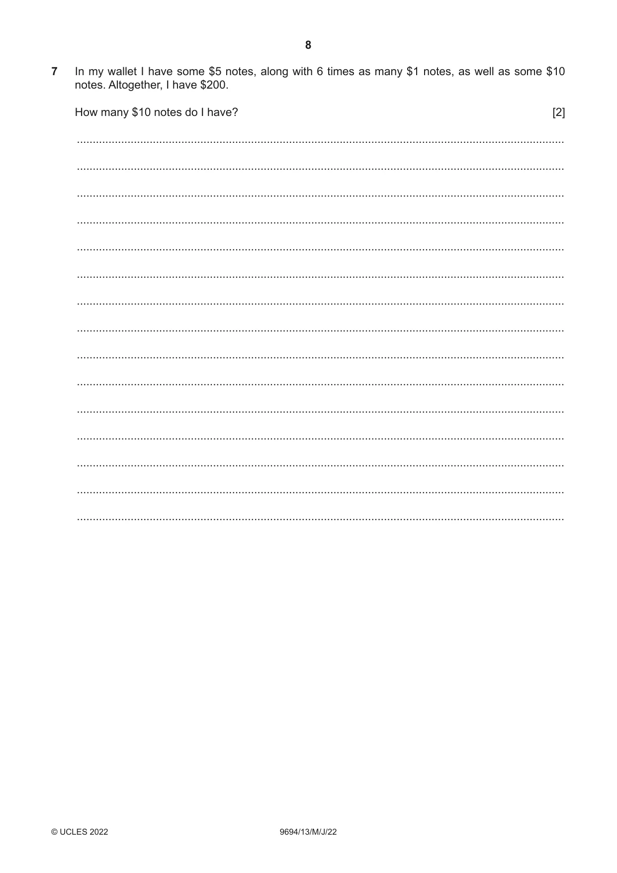 Cambridge A Level Thinking Skills 9694 2022 May/June Paper 1 · Variant 3 question paper, page 8 of 16
