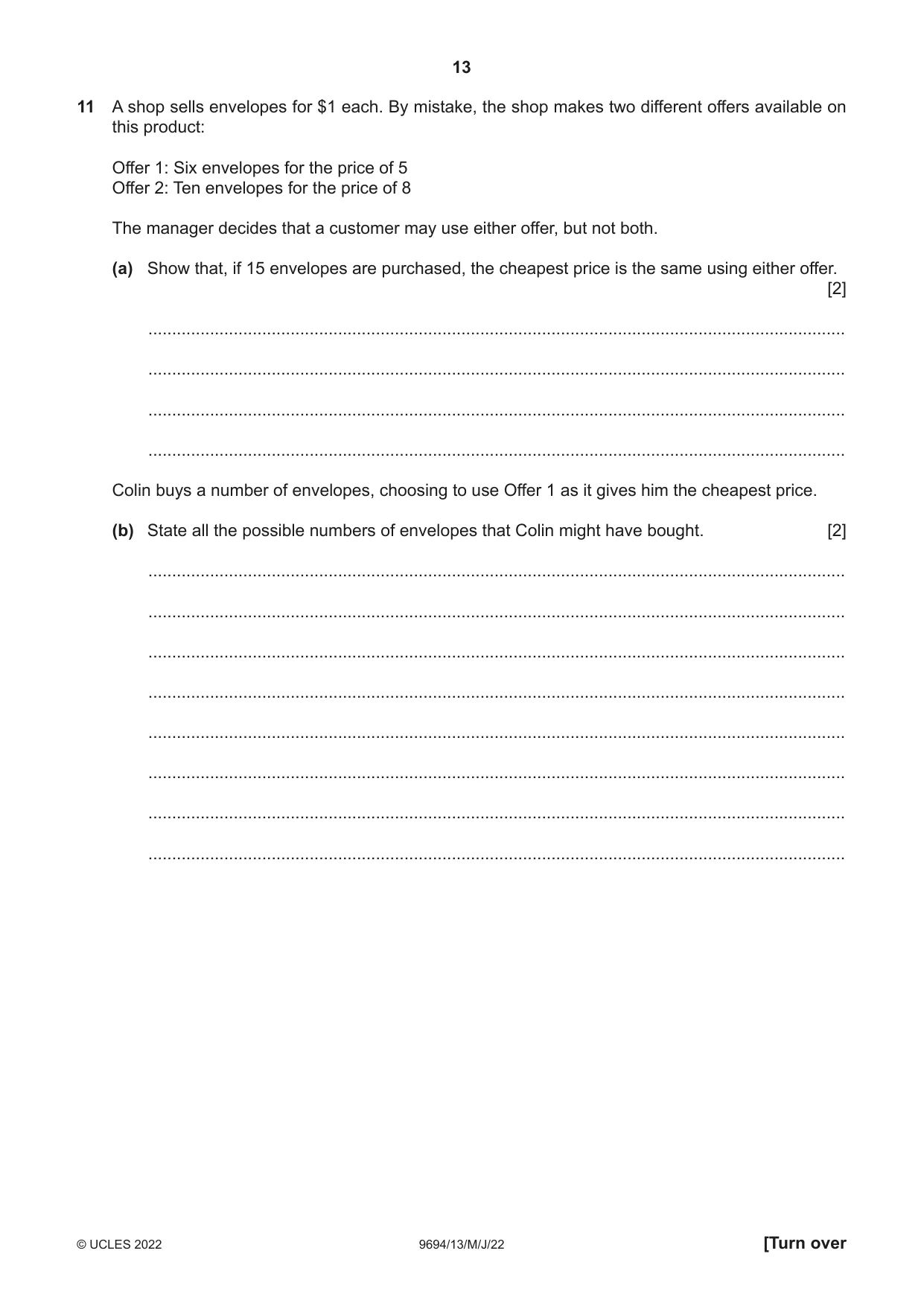 Cambridge A Level Thinking Skills 9694 2022 May/June Paper 1 · Variant 3 question paper, page 13 of 16