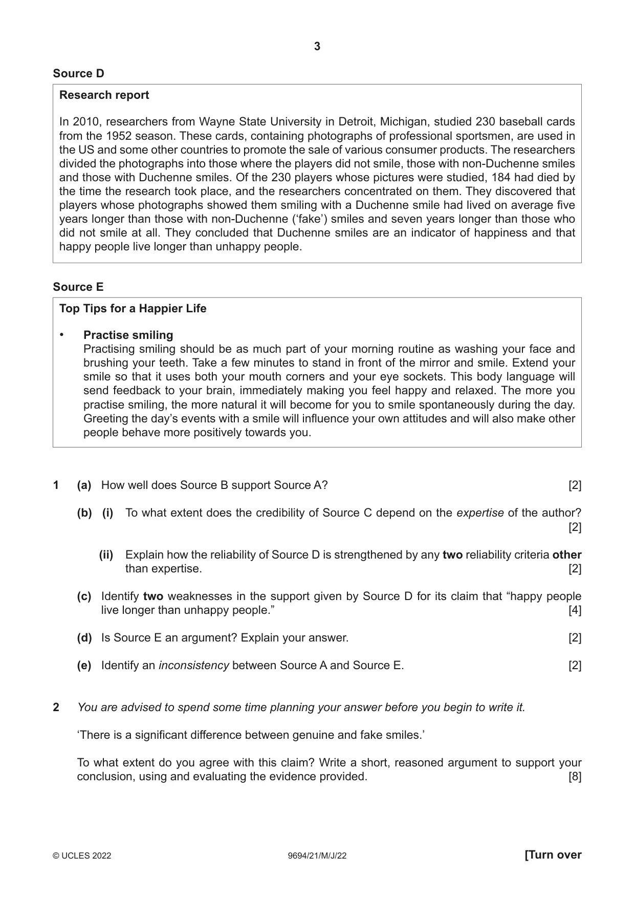 Cambridge A Level Thinking Skills 9694 2022 May/June Paper 2 · Variant 1 question paper, page 3 of 8