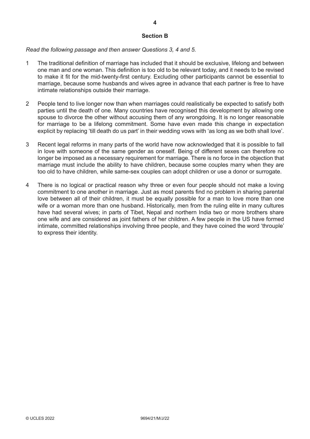 Cambridge A Level Thinking Skills 9694 2022 May/June Paper 2 · Variant 1 question paper, page 4 of 8