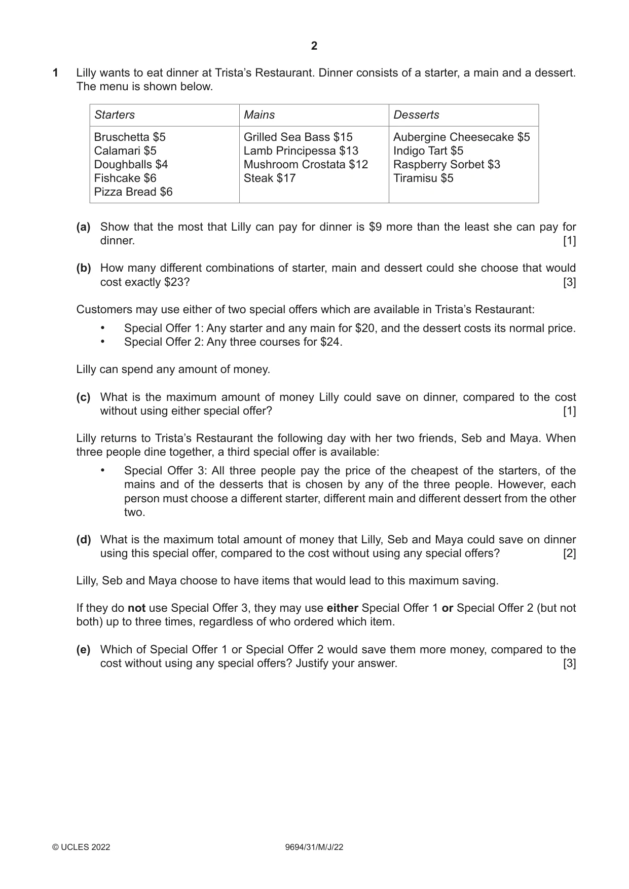 Cambridge A Level Thinking Skills 9694 2022 May/June Paper 3 · Variant 1 question paper, page 2 of 12