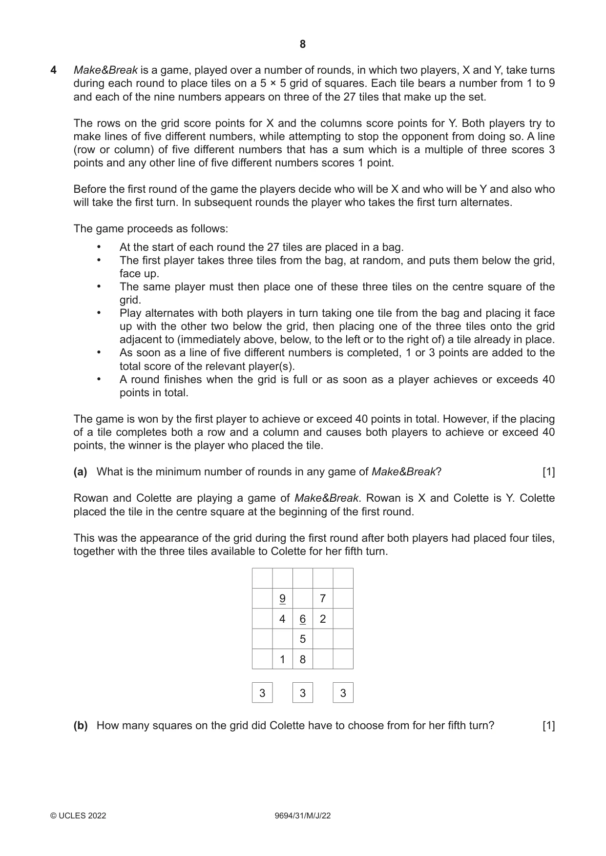 Cambridge A Level Thinking Skills 9694 2022 May/June Paper 3 · Variant 1 question paper, page 8 of 12