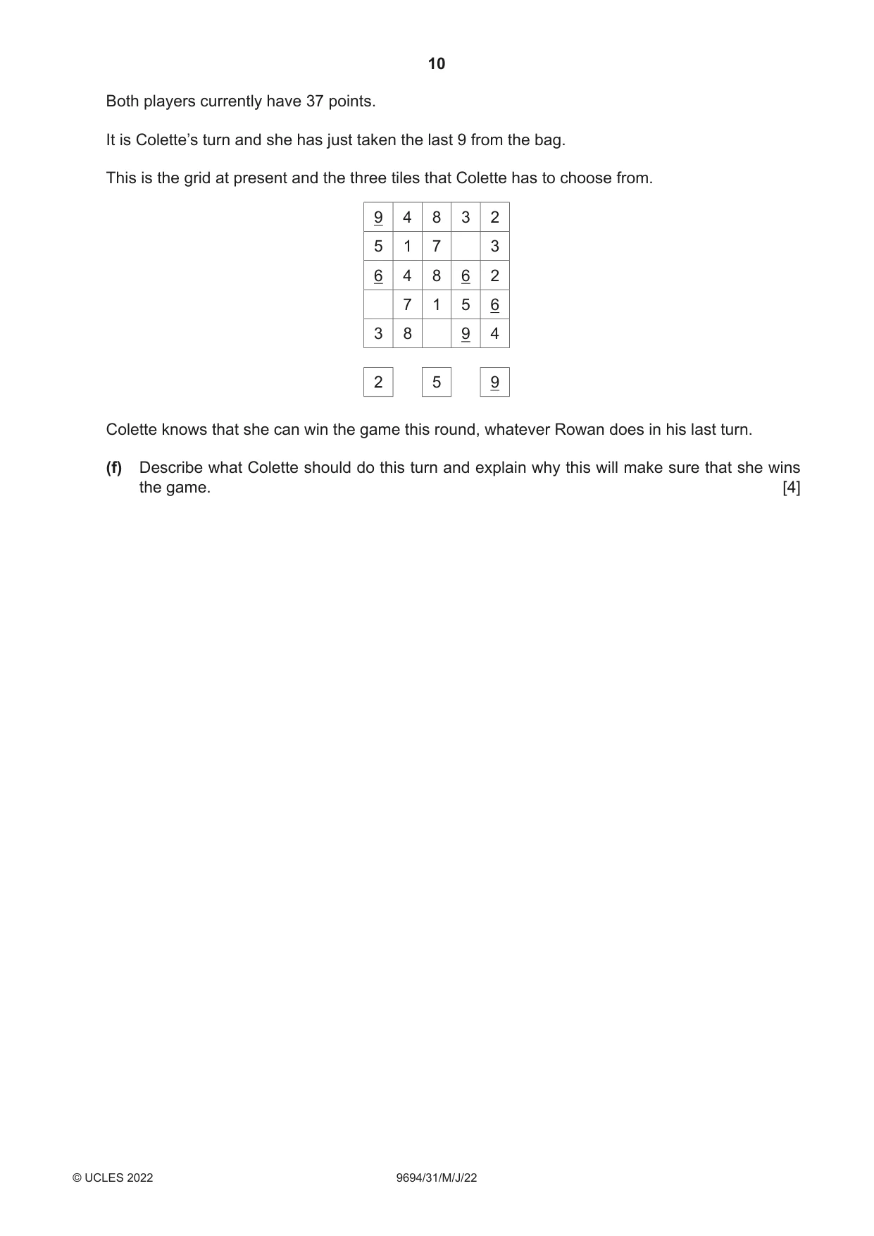 Cambridge A Level Thinking Skills 9694 2022 May/June Paper 3 · Variant 1 question paper, page 10 of 12