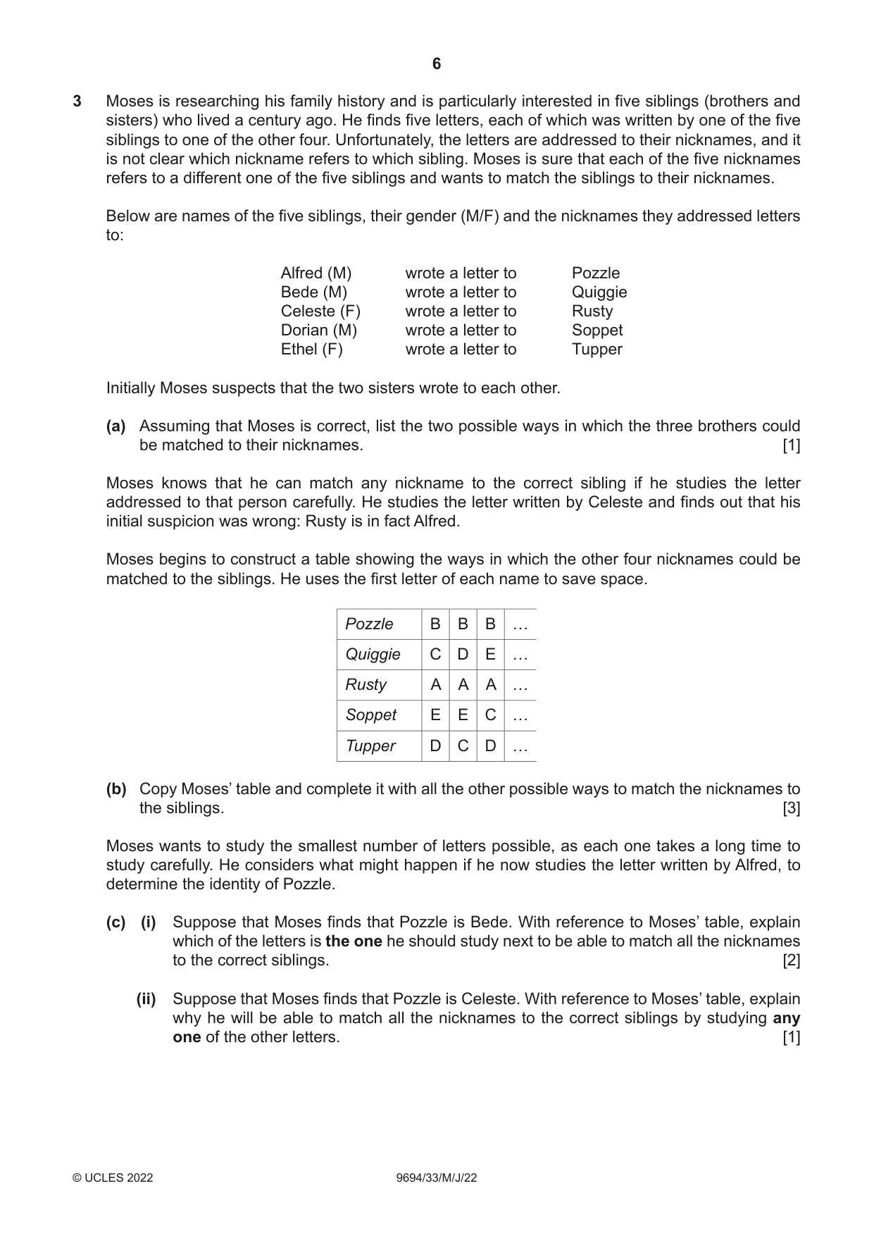 Cambridge A Level Thinking Skills 9694 2022 May/June Paper 3 · Variant 3 question paper, page 6 of 12