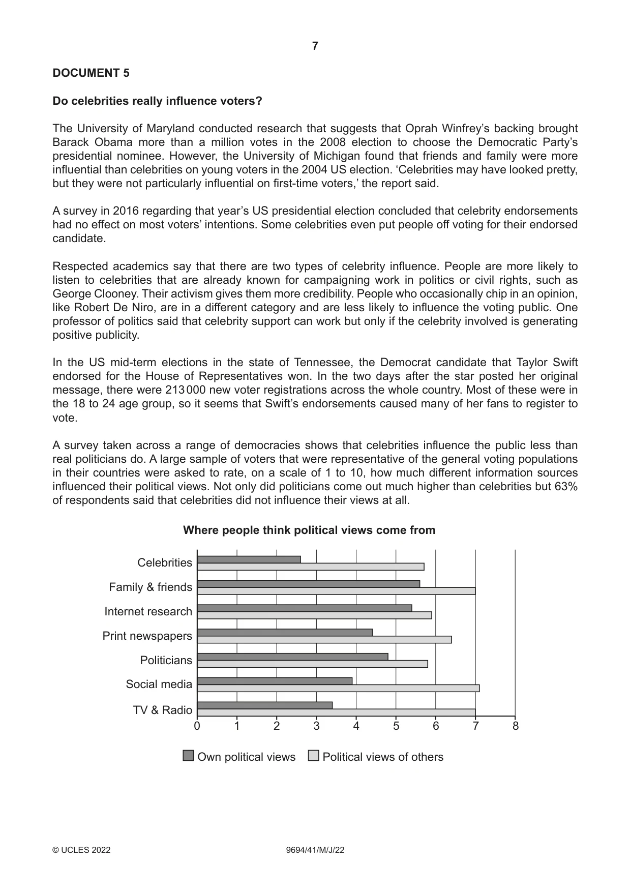 Cambridge A Level Thinking Skills 9694 2022 May/June Paper 4 · Variant 1 question paper, page 7 of 8