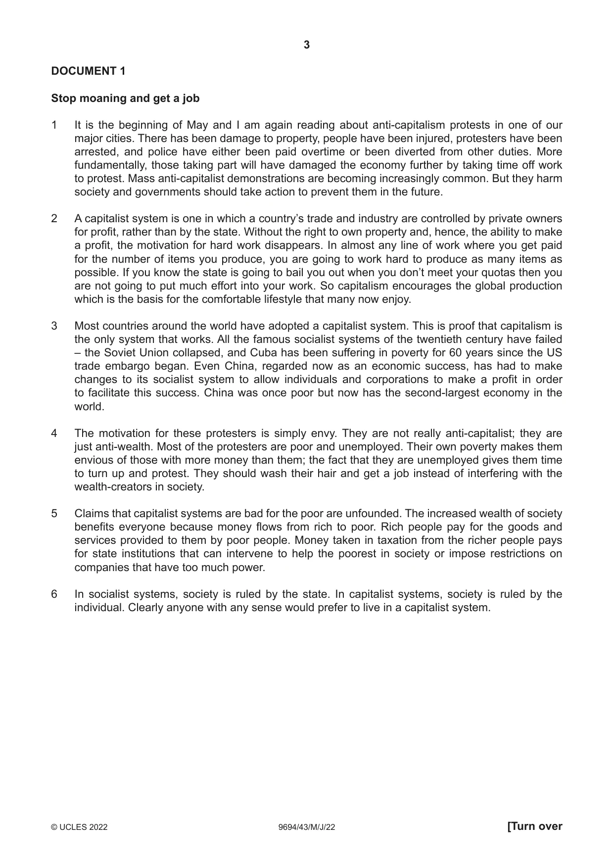 Cambridge A Level Thinking Skills 9694 2022 May/June Paper 4 · Variant 3 question paper, page 3 of 8