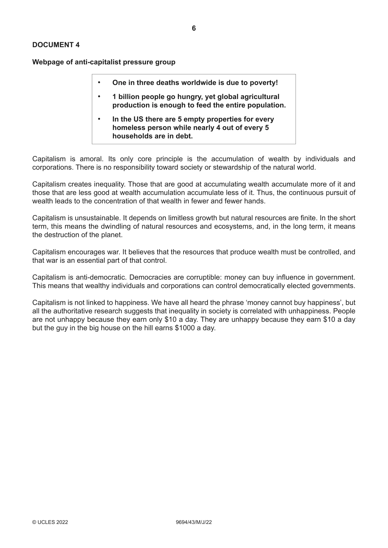 Cambridge A Level Thinking Skills 9694 2022 May/June Paper 4 · Variant 3 question paper, page 6 of 8