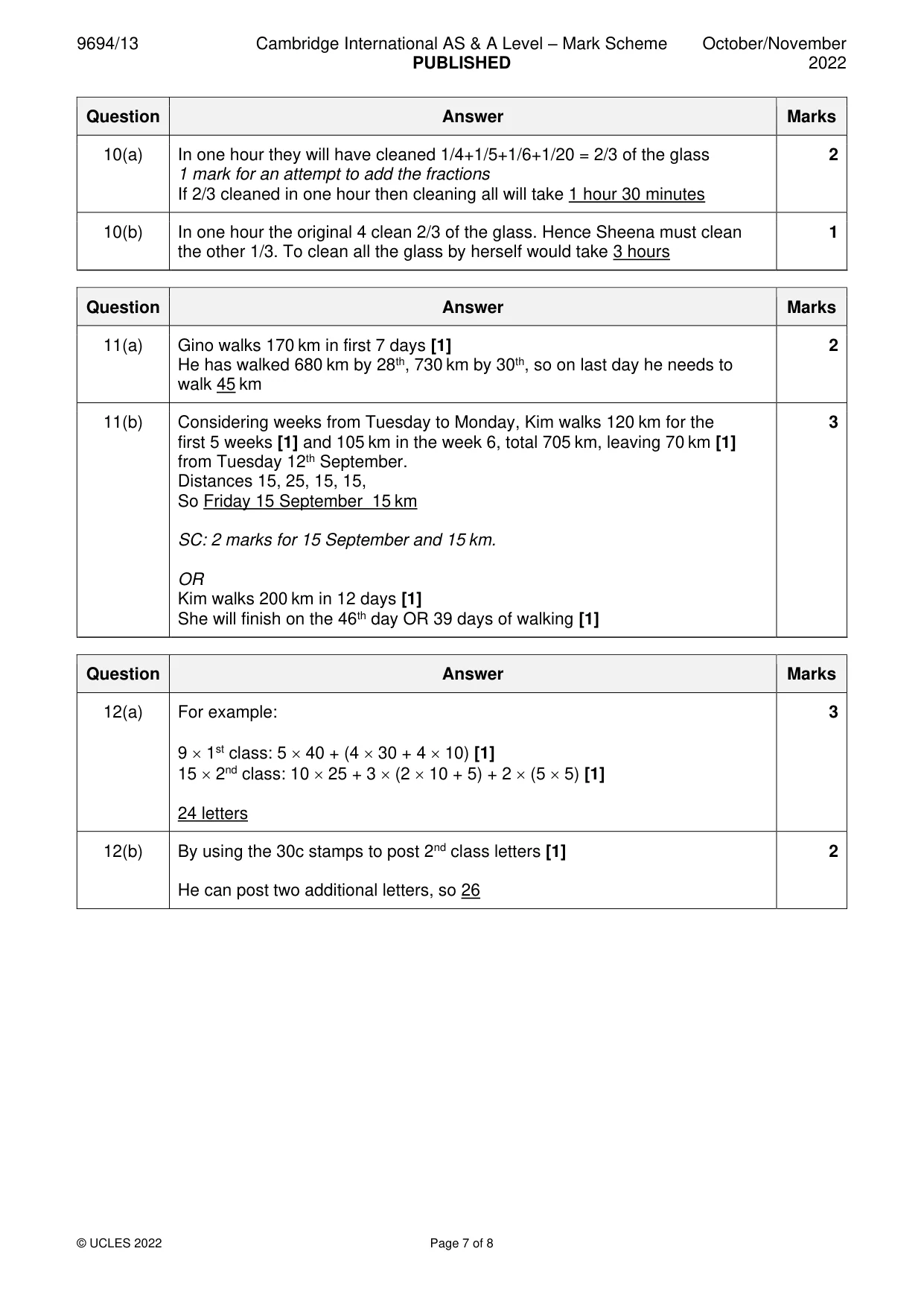 Mark scheme, page 7 of 8
