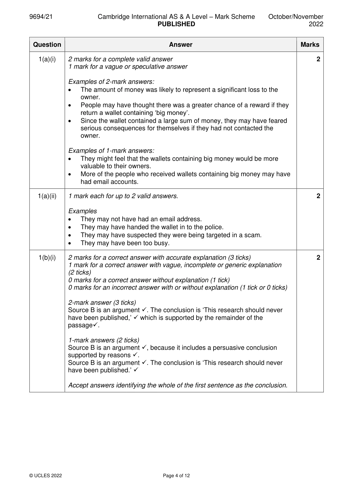 Mark scheme, page 4 of 12