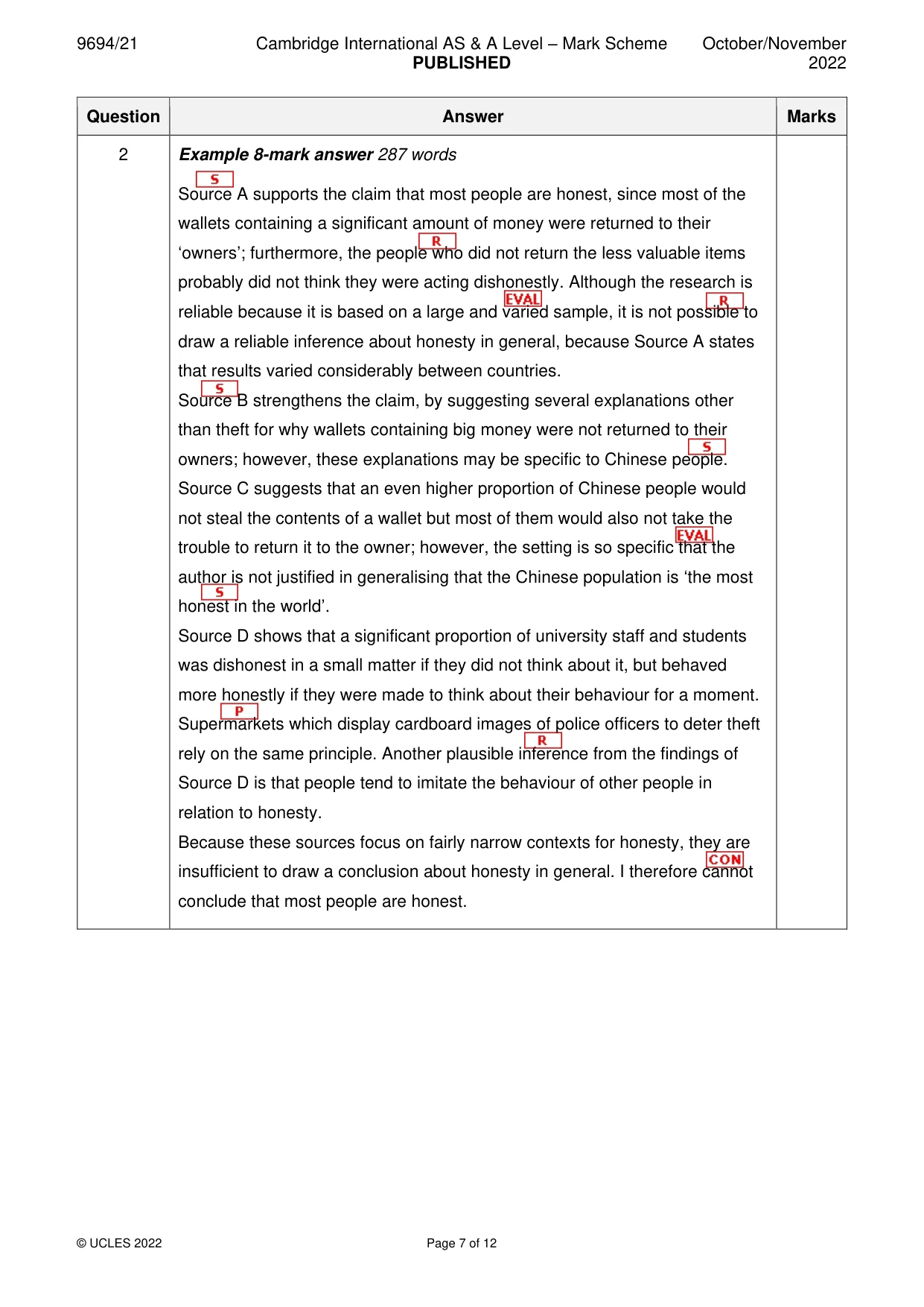 Mark scheme, page 7 of 12