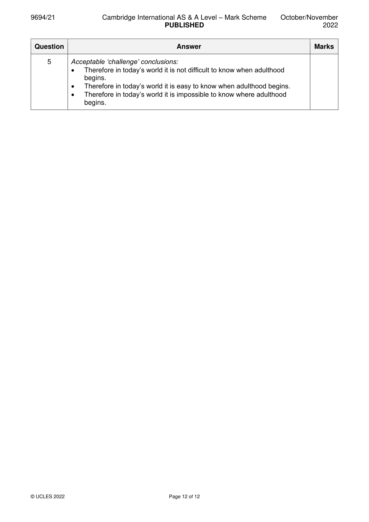 Mark scheme, page 12 of 12