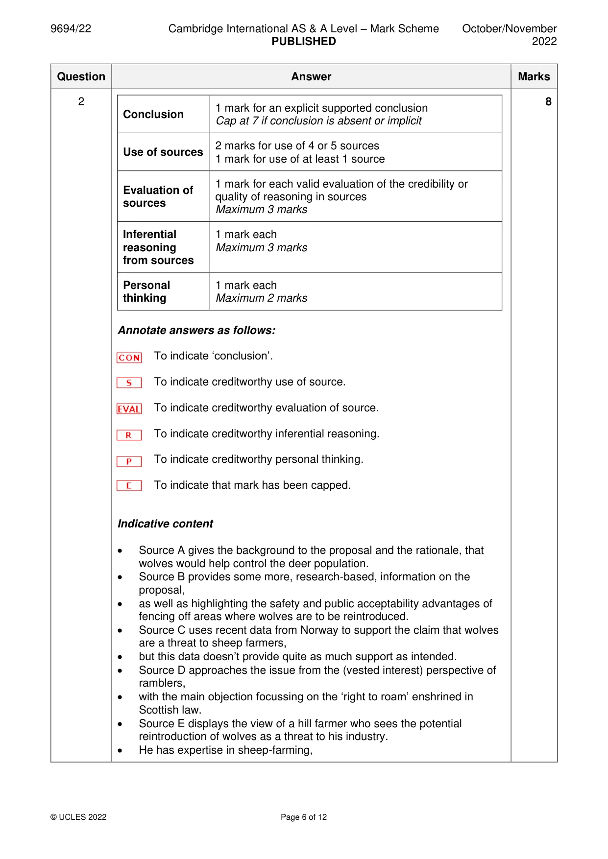 Mark scheme, page 6 of 12
