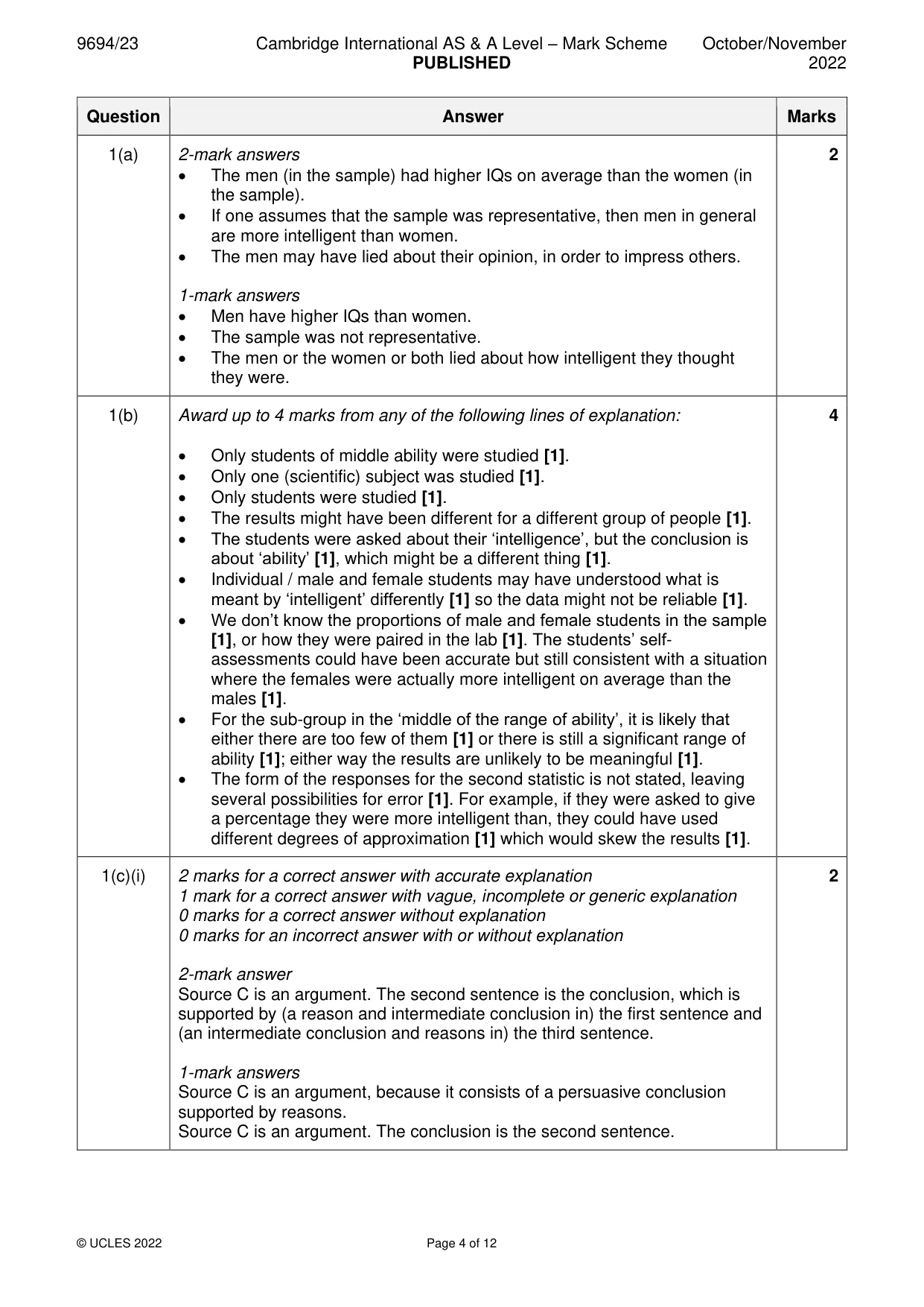 Mark scheme, page 4 of 12