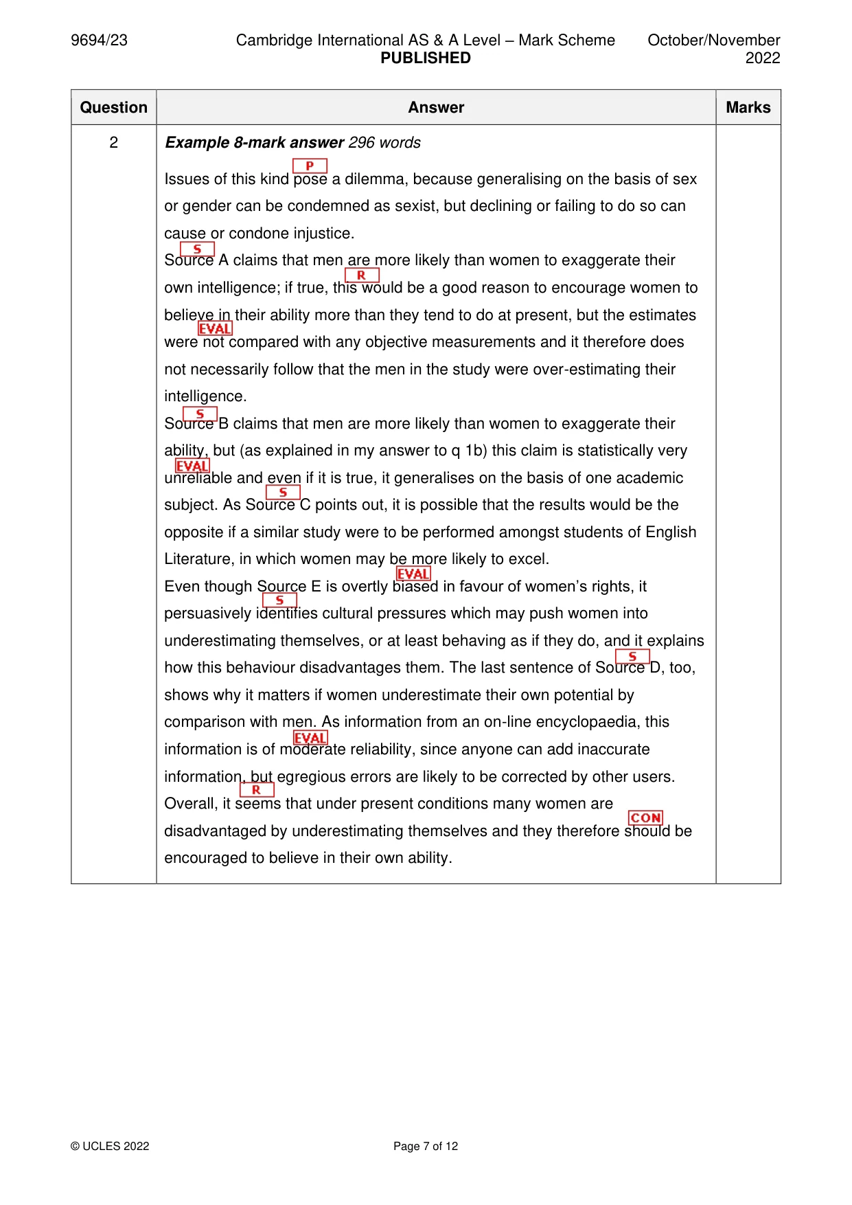 Mark scheme, page 7 of 12