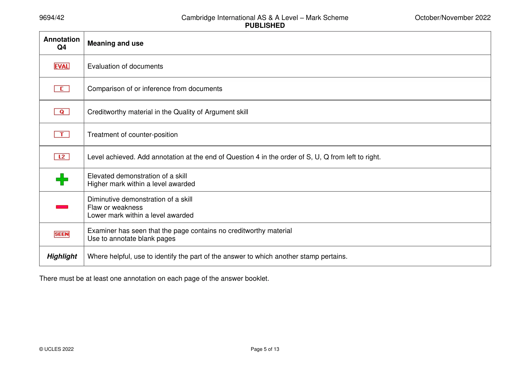 Mark scheme, page 5 of 13