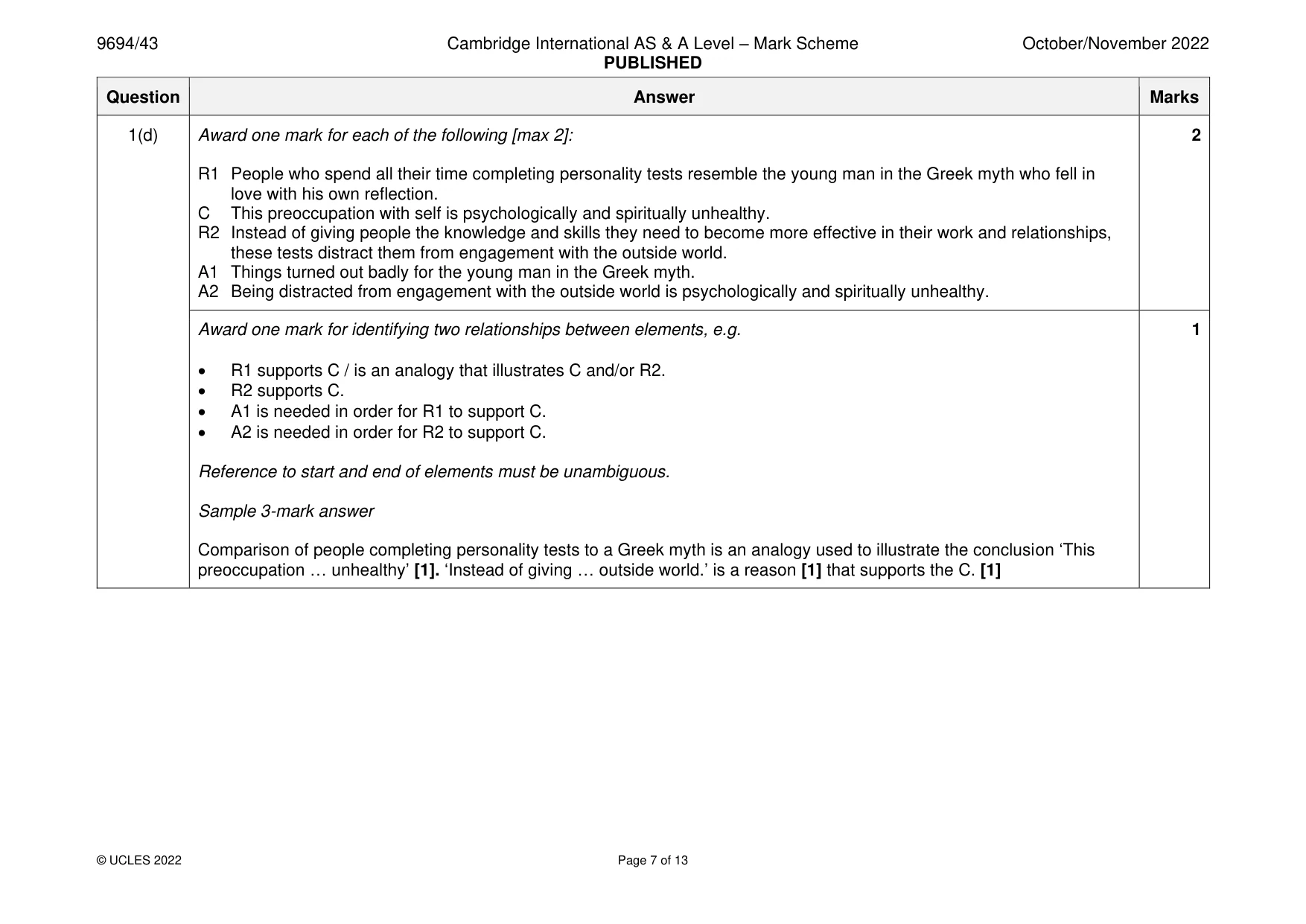 Mark scheme, page 7 of 13