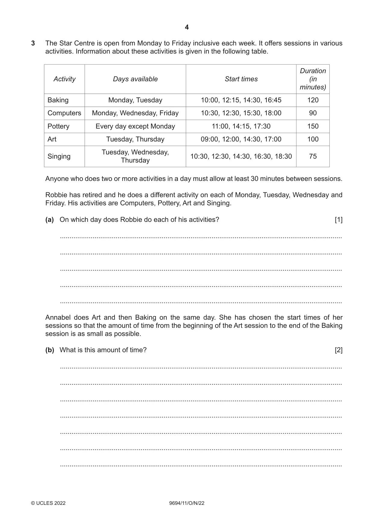 Cambridge A Level Thinking Skills 9694 2022 Oct/Nov Paper 1 · Variant 1 question paper, page 4 of 16
