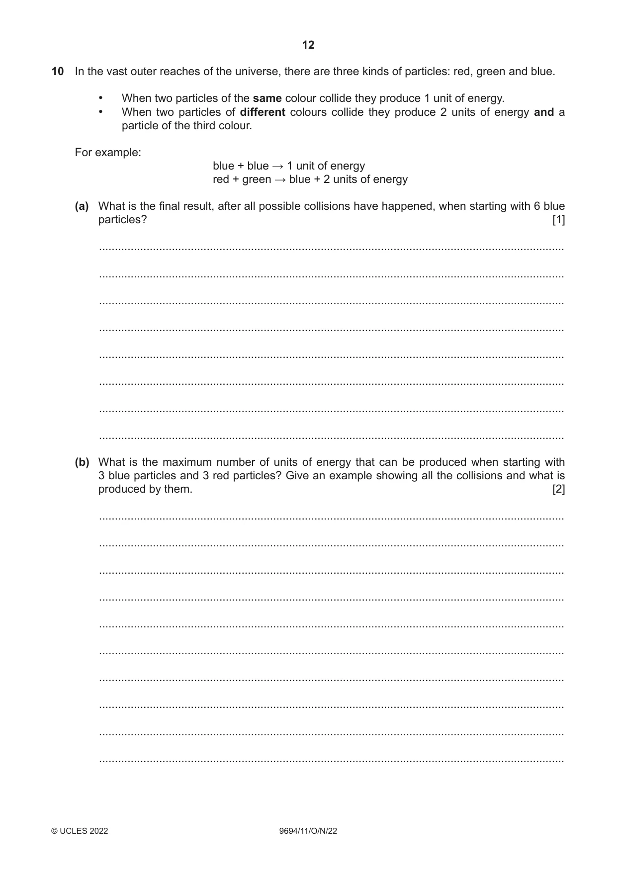Cambridge A Level Thinking Skills 9694 2022 Oct/Nov Paper 1 · Variant 1 question paper, page 12 of 16