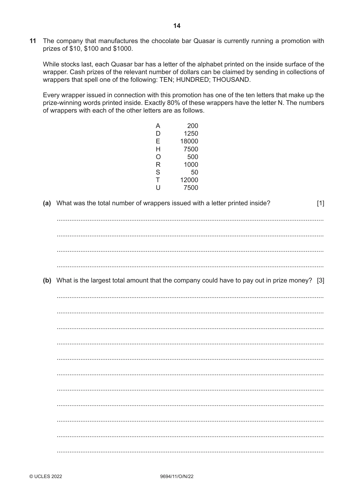 Cambridge A Level Thinking Skills 9694 2022 Oct/Nov Paper 1 · Variant 1 question paper, page 14 of 16