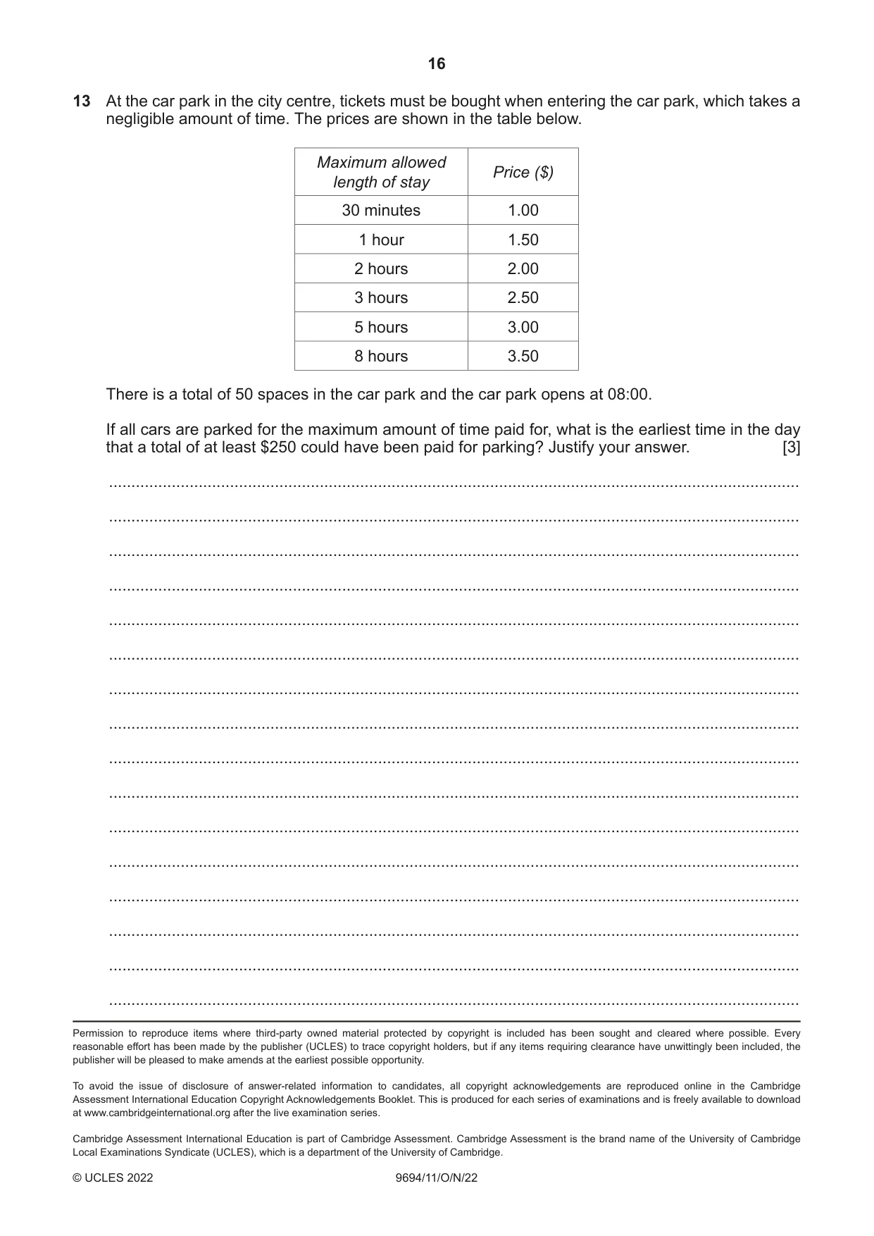Cambridge A Level Thinking Skills 9694 2022 Oct/Nov Paper 1 · Variant 1 question paper, page 16 of 16