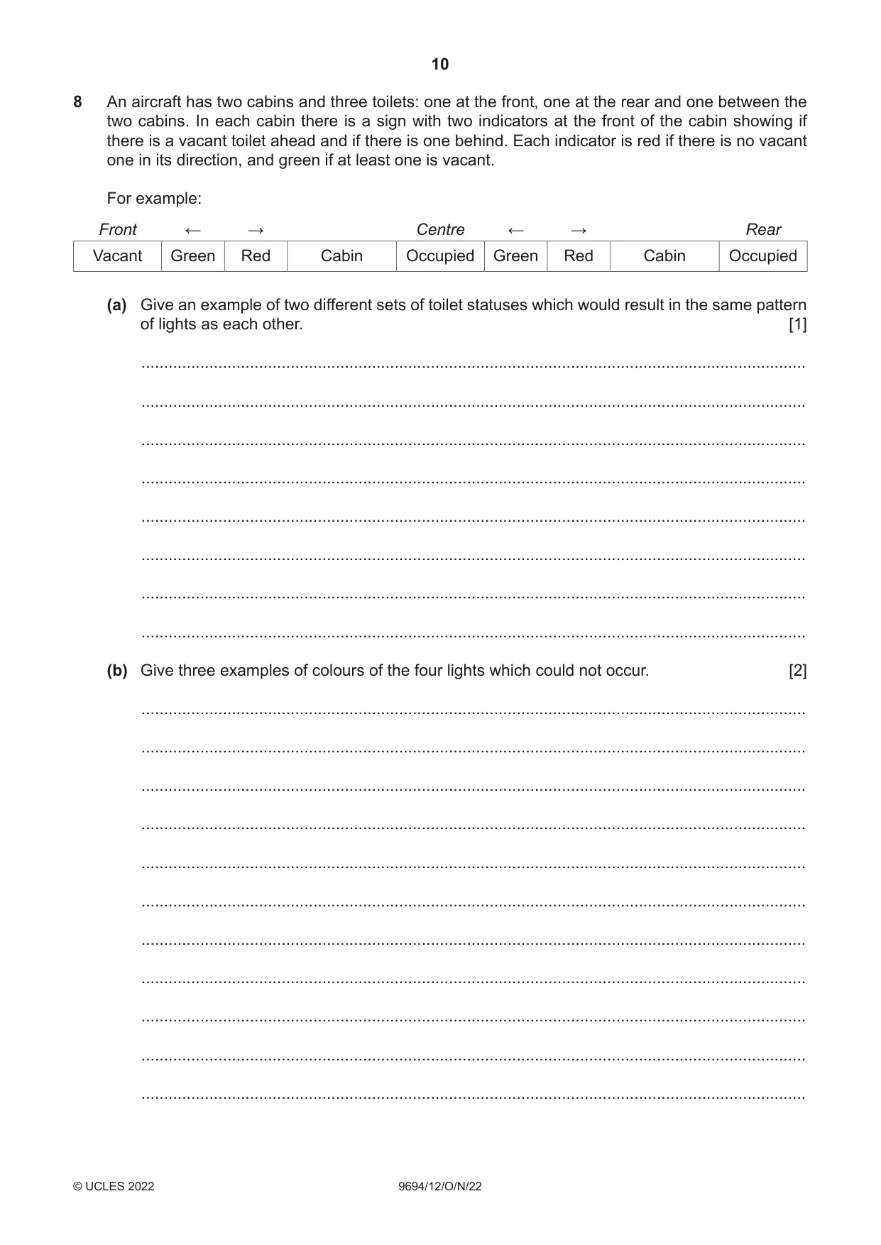 Cambridge A Level Thinking Skills 9694 2022 Oct/Nov Paper 1 · Variant 2 question paper, page 10 of 16