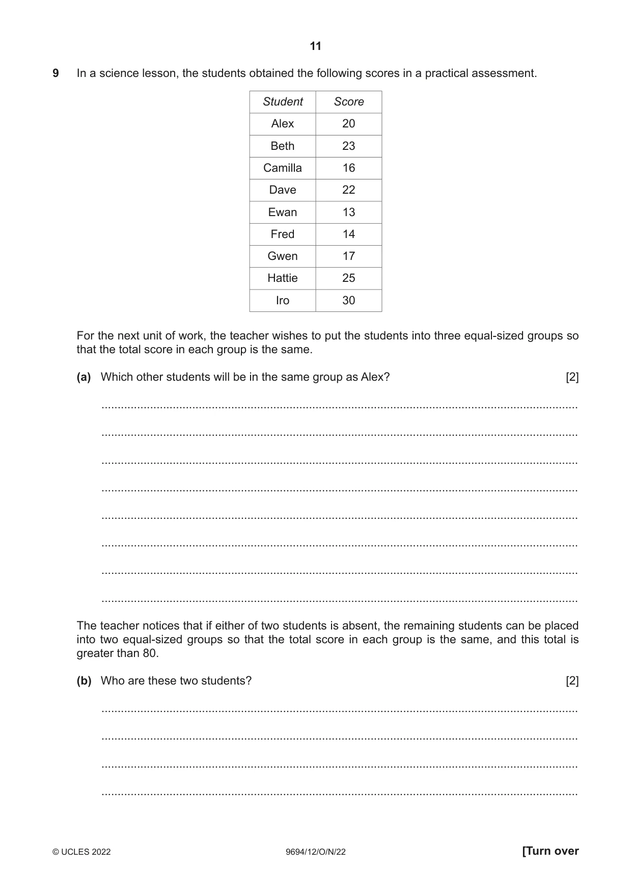 Cambridge A Level Thinking Skills 9694 2022 Oct/Nov Paper 1 · Variant 2 question paper, page 11 of 16