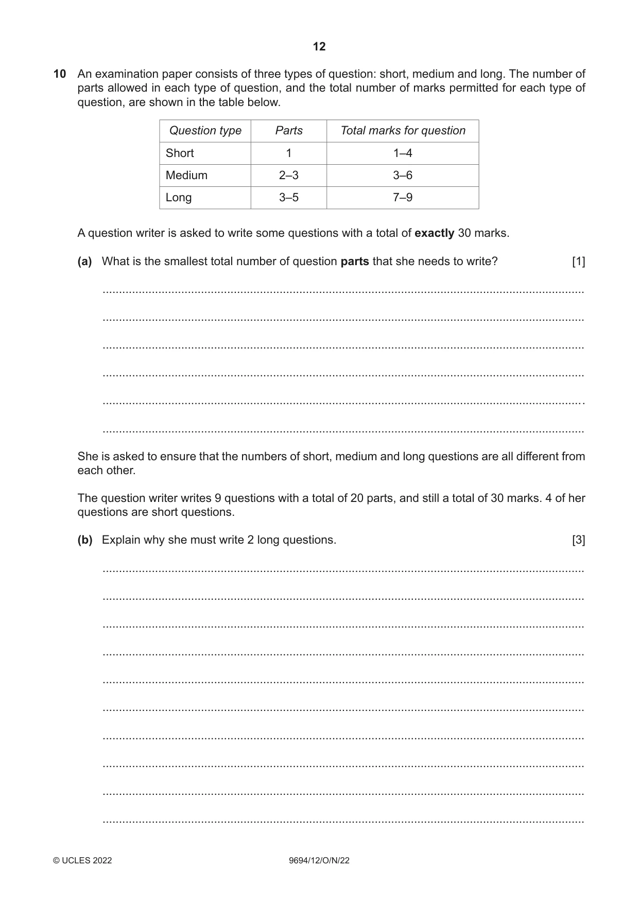Cambridge A Level Thinking Skills 9694 2022 Oct/Nov Paper 1 · Variant 2 question paper, page 12 of 16