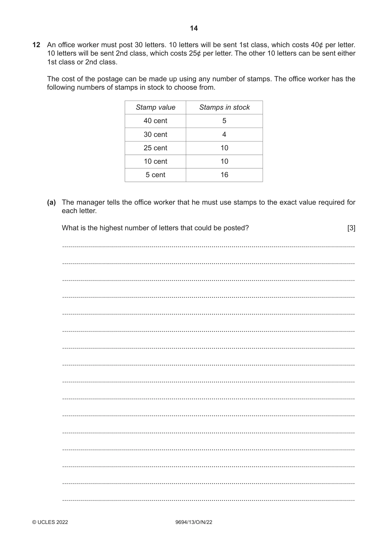 Cambridge A Level Thinking Skills 9694 2022 Oct/Nov Paper 1 · Variant 3 question paper, page 14 of 20