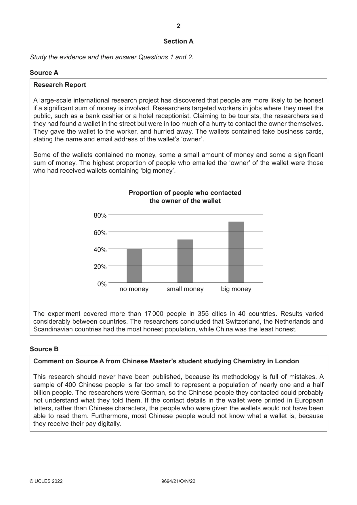 Cambridge A Level Thinking Skills 9694 2022 Oct/Nov Paper 2 · Variant 1 question paper, page 2 of 8