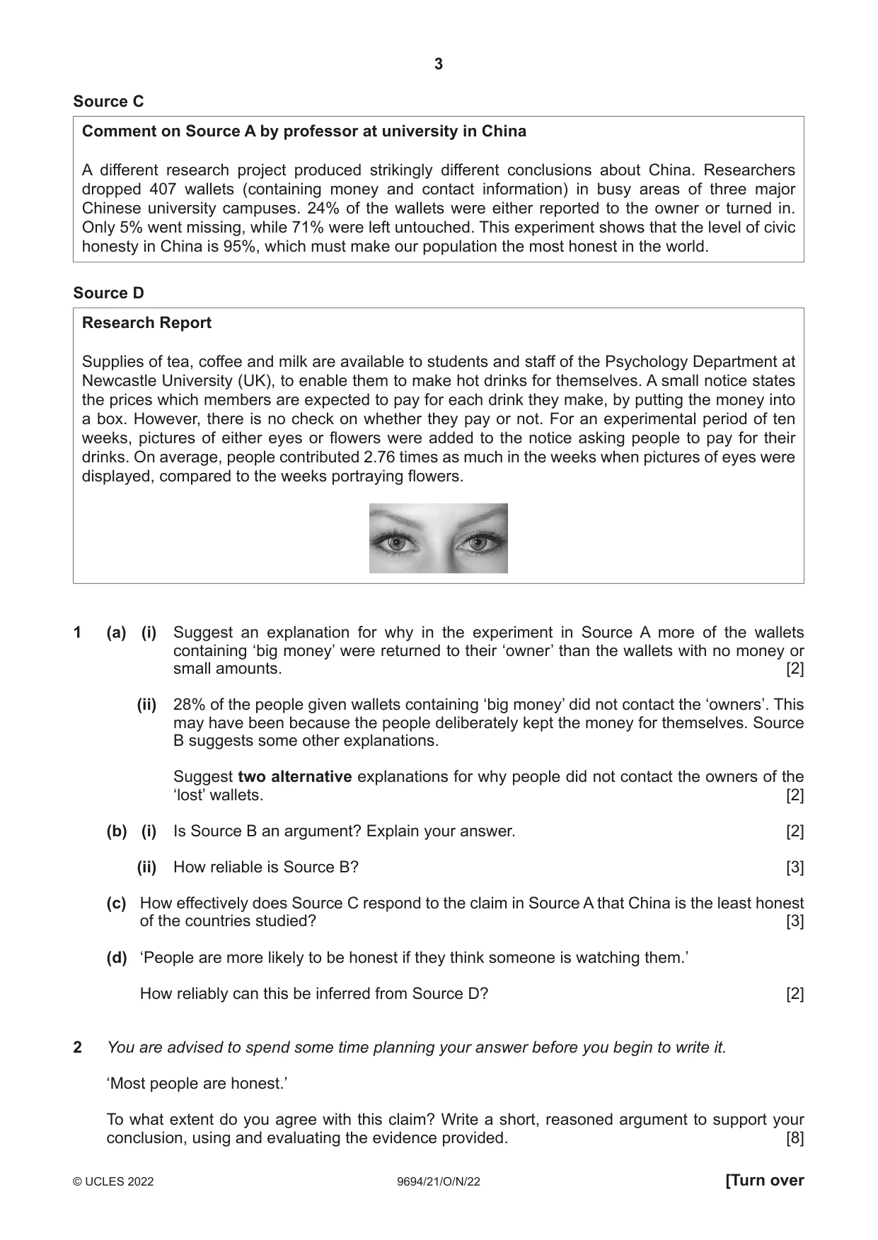 Cambridge A Level Thinking Skills 9694 2022 Oct/Nov Paper 2 · Variant 1 question paper, page 3 of 8