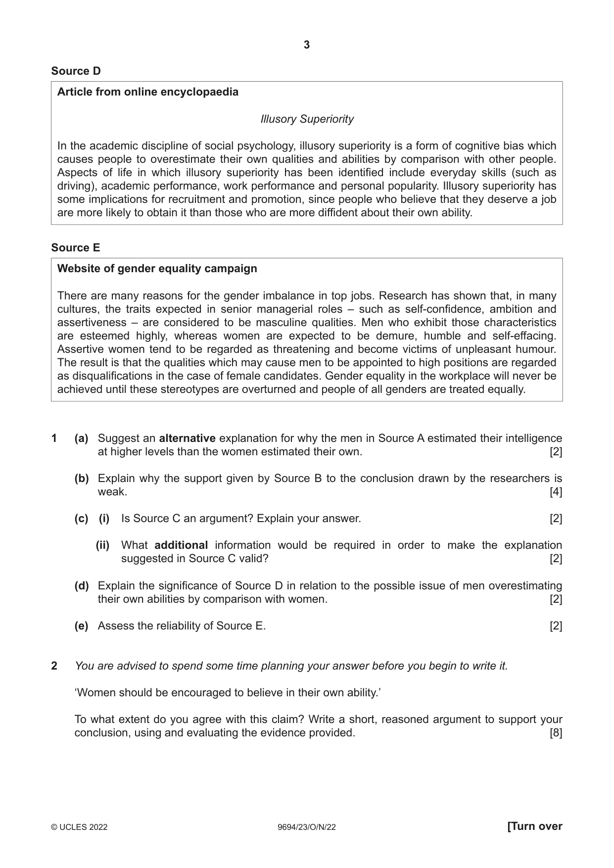 Cambridge A Level Thinking Skills 9694 2022 Oct/Nov Paper 2 · Variant 3 question paper, page 3 of 8