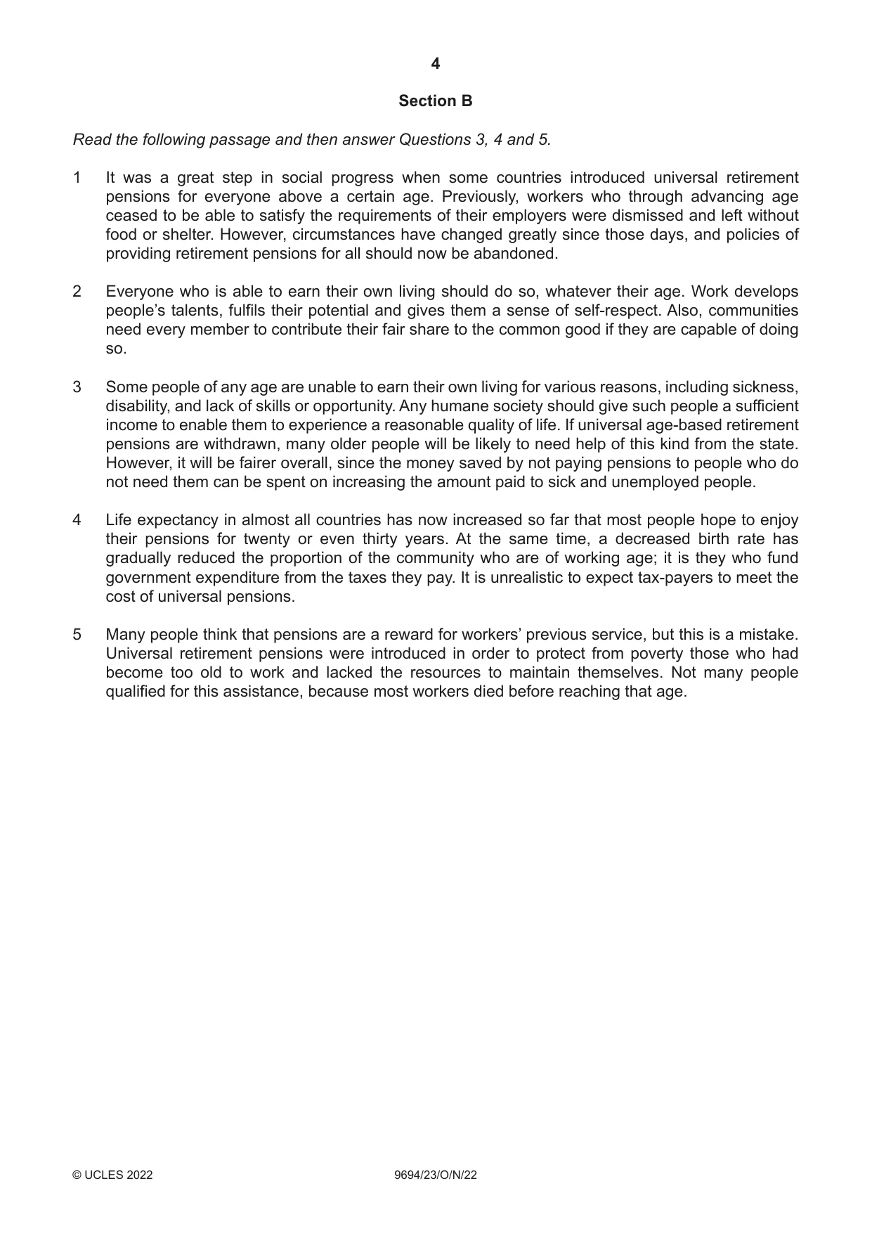 Cambridge A Level Thinking Skills 9694 2022 Oct/Nov Paper 2 · Variant 3 question paper, page 4 of 8