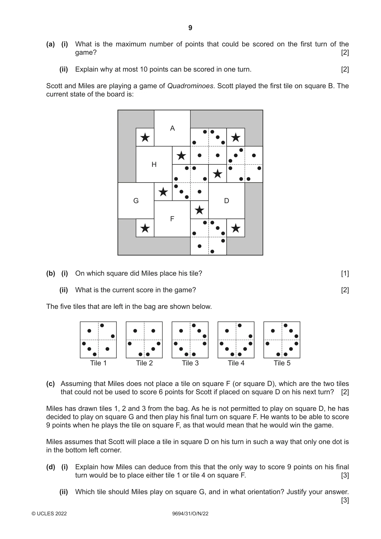 Cambridge A Level Thinking Skills 9694 2022 Oct/Nov Paper 3 · Variant 1 question paper, page 9 of 12