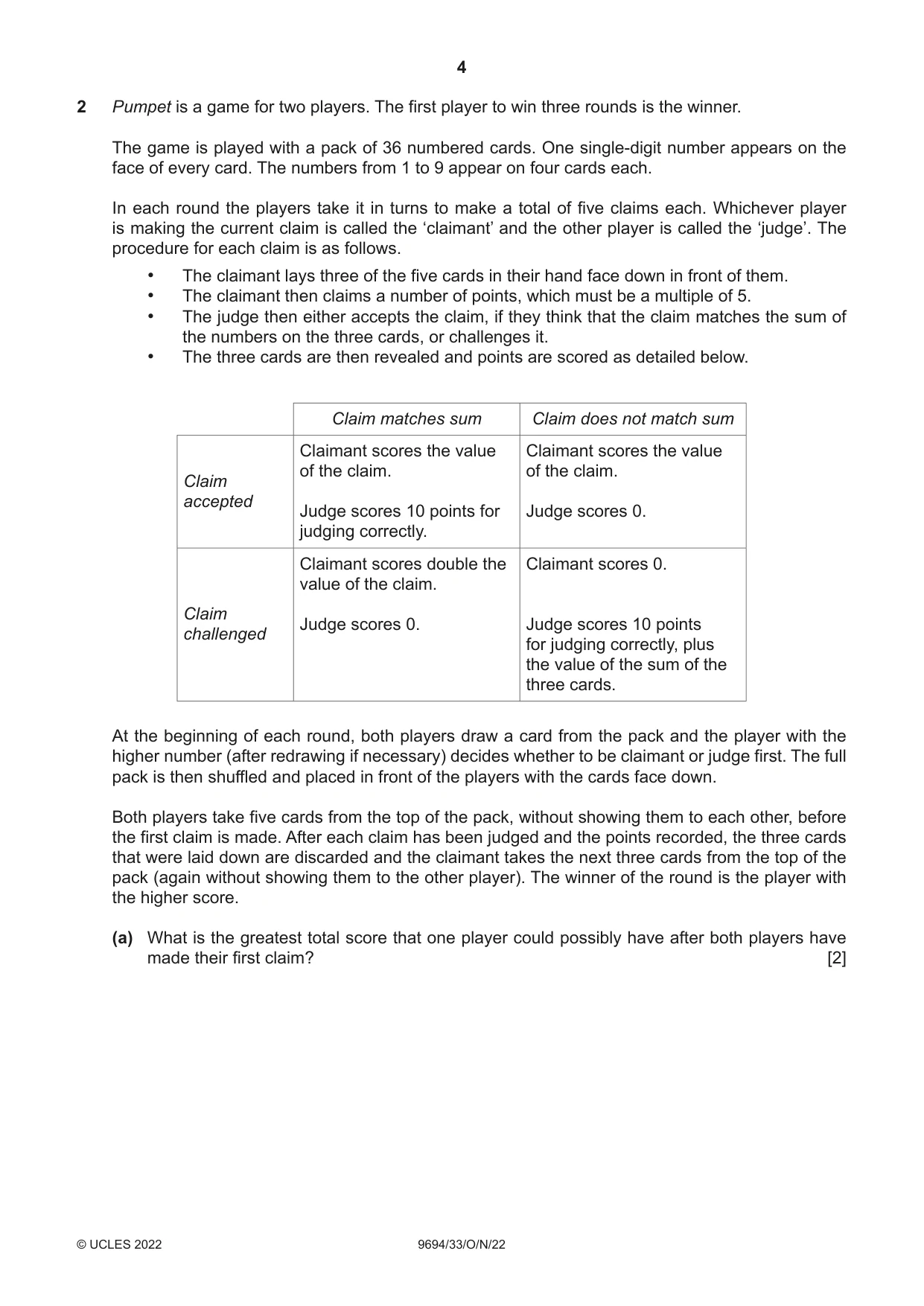 Cambridge A Level Thinking Skills 9694 2022 Oct/Nov Paper 3 · Variant 3 question paper, page 4 of 12