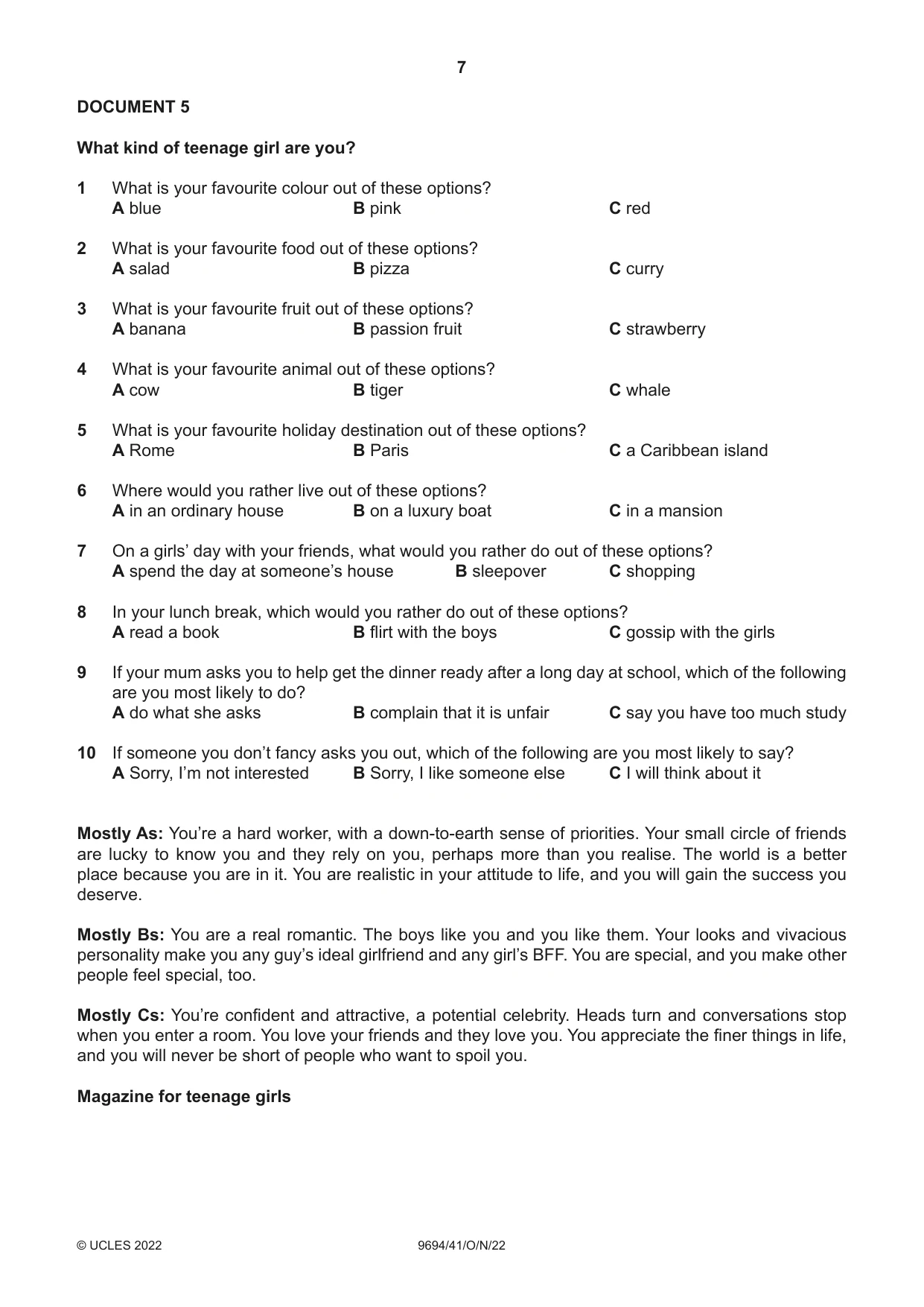 Cambridge A Level Thinking Skills 9694 2022 Oct/Nov Paper 4 · Variant 1 question paper, page 7 of 8