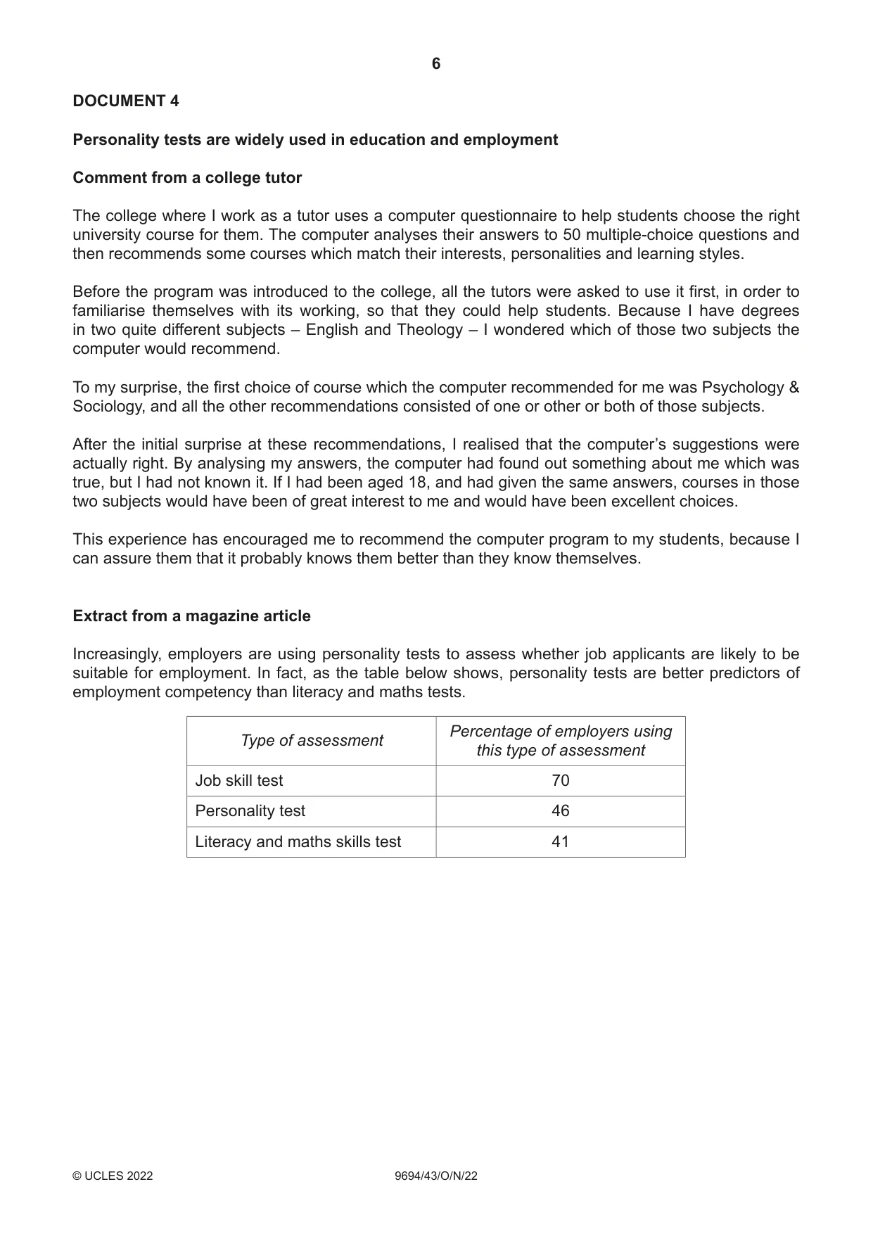 Cambridge A Level Thinking Skills 9694 2022 Oct/Nov Paper 4 · Variant 3 question paper, page 6 of 8