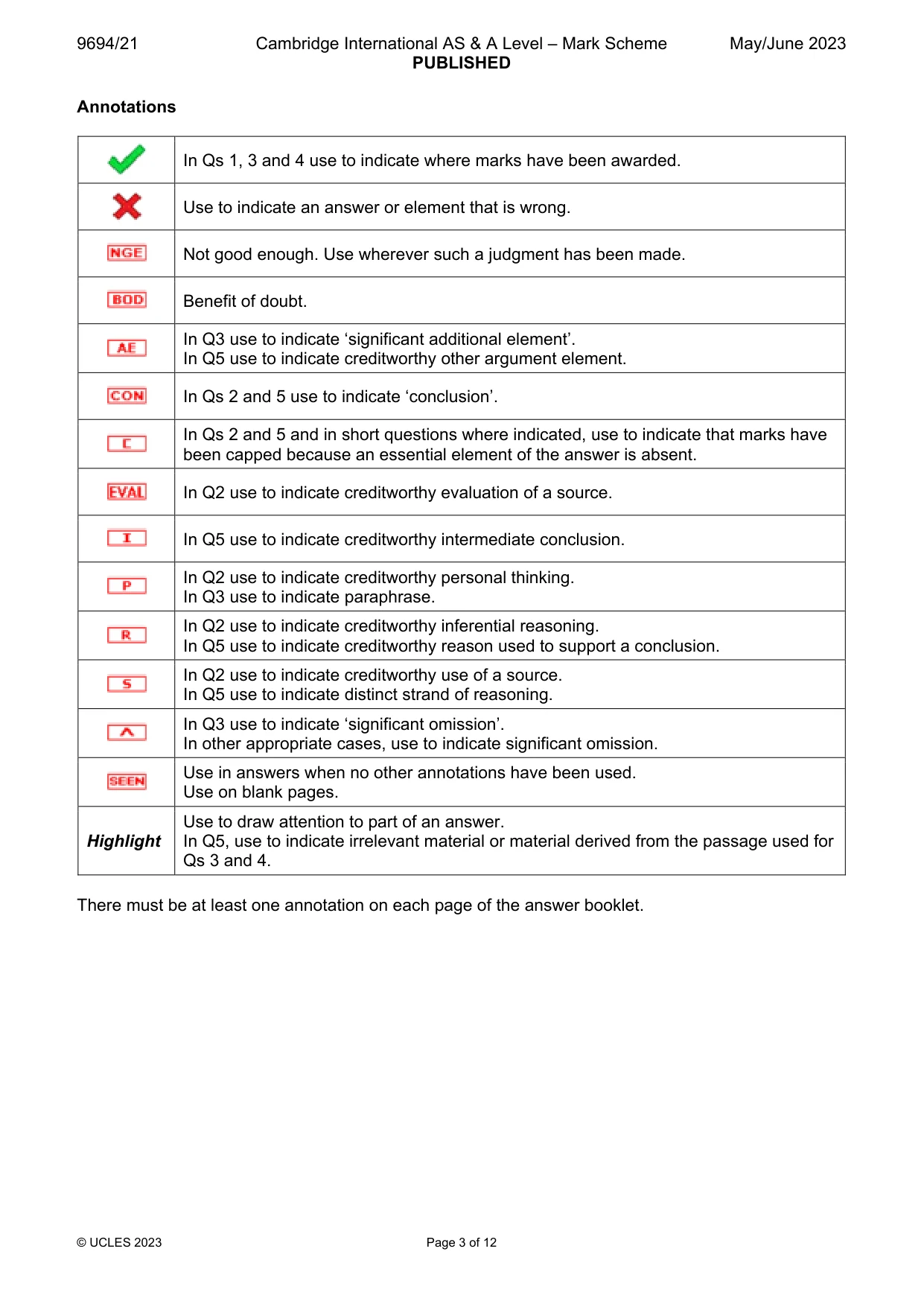Mark scheme, page 3 of 12