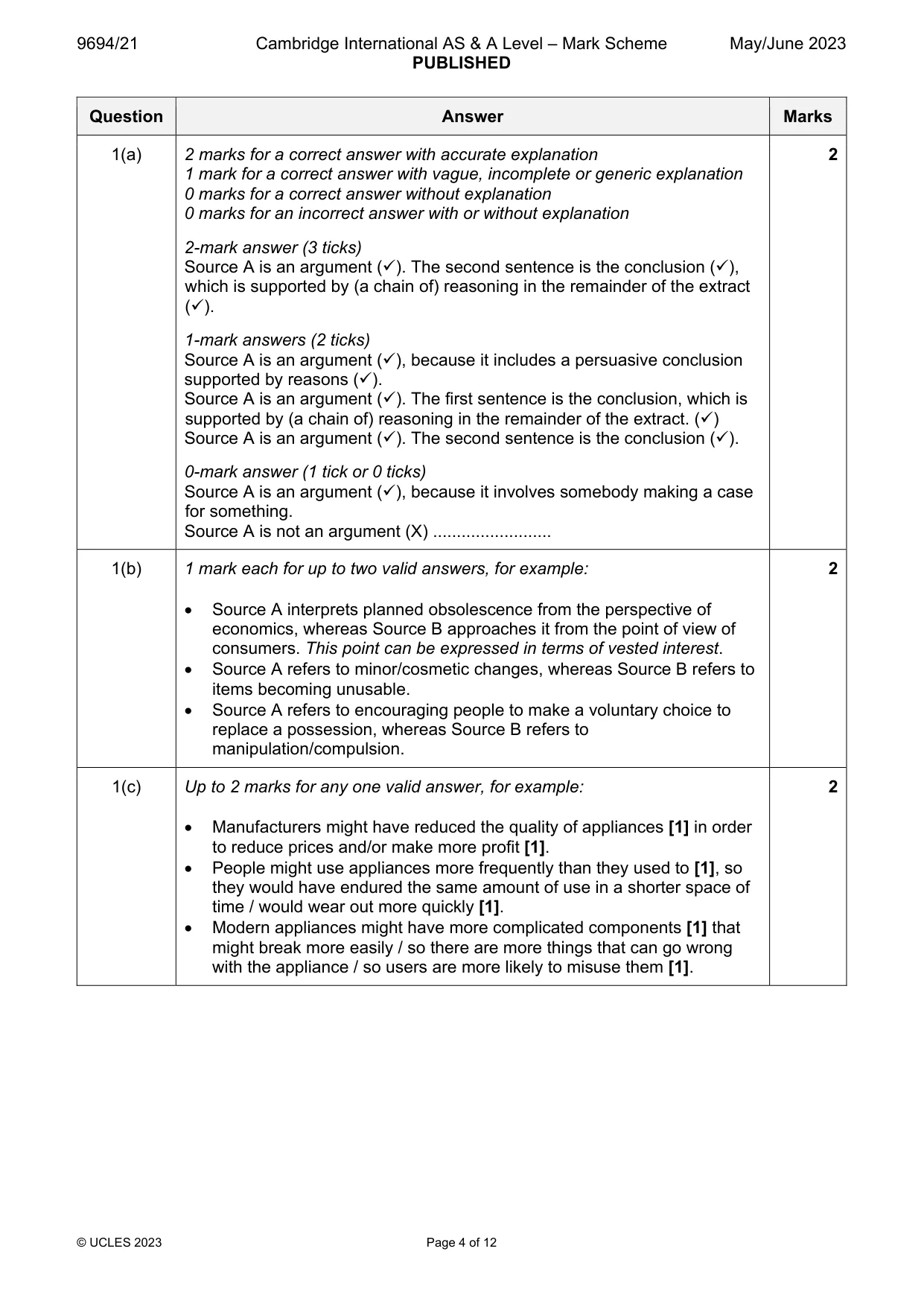 Mark scheme, page 4 of 12