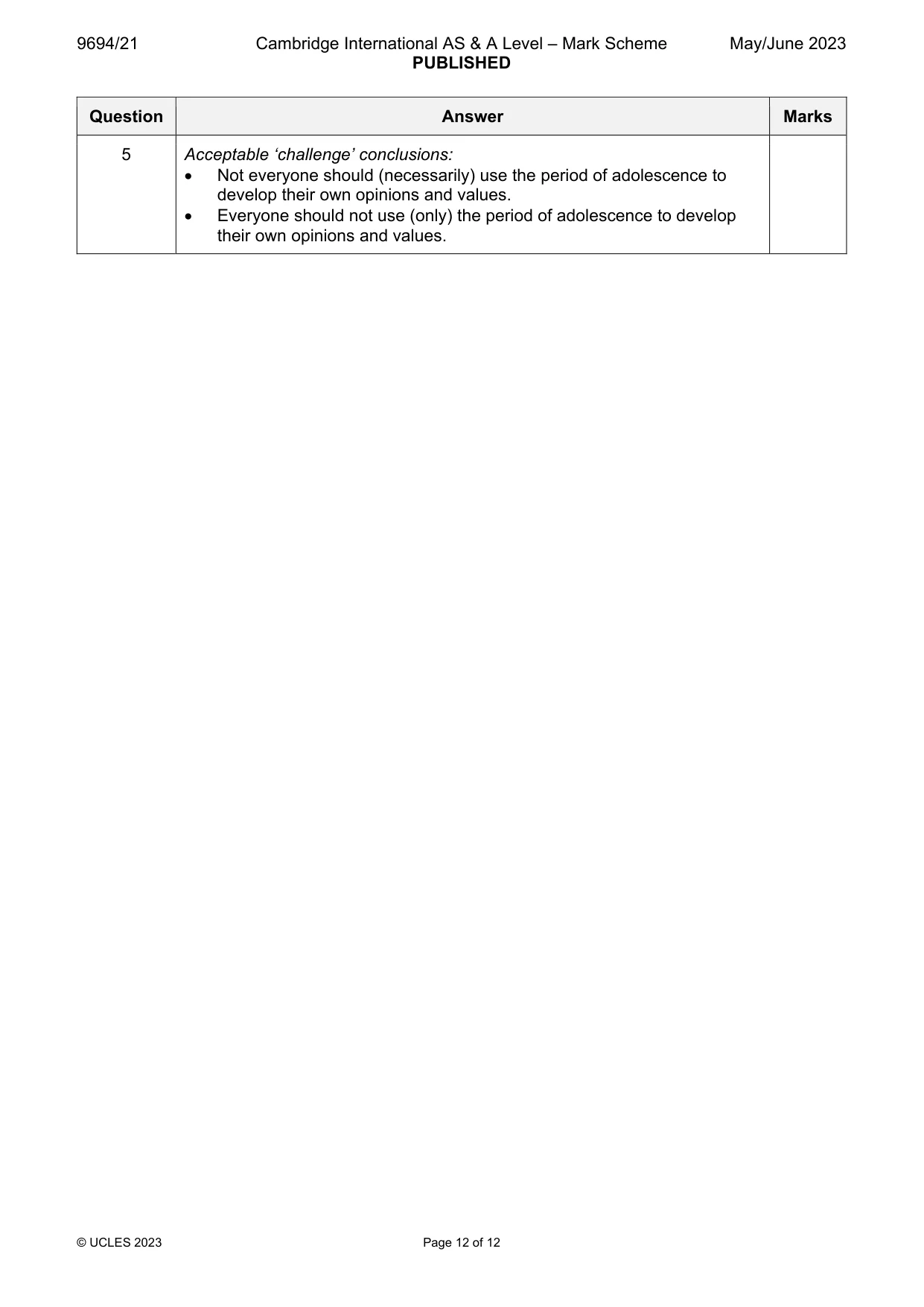 Mark scheme, page 12 of 12