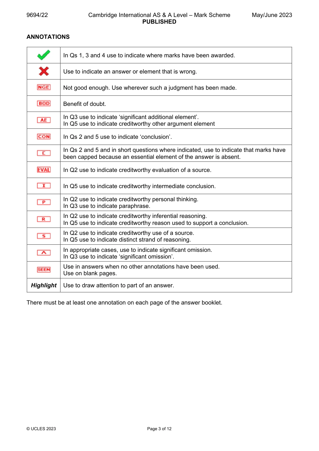 Mark scheme, page 3 of 12